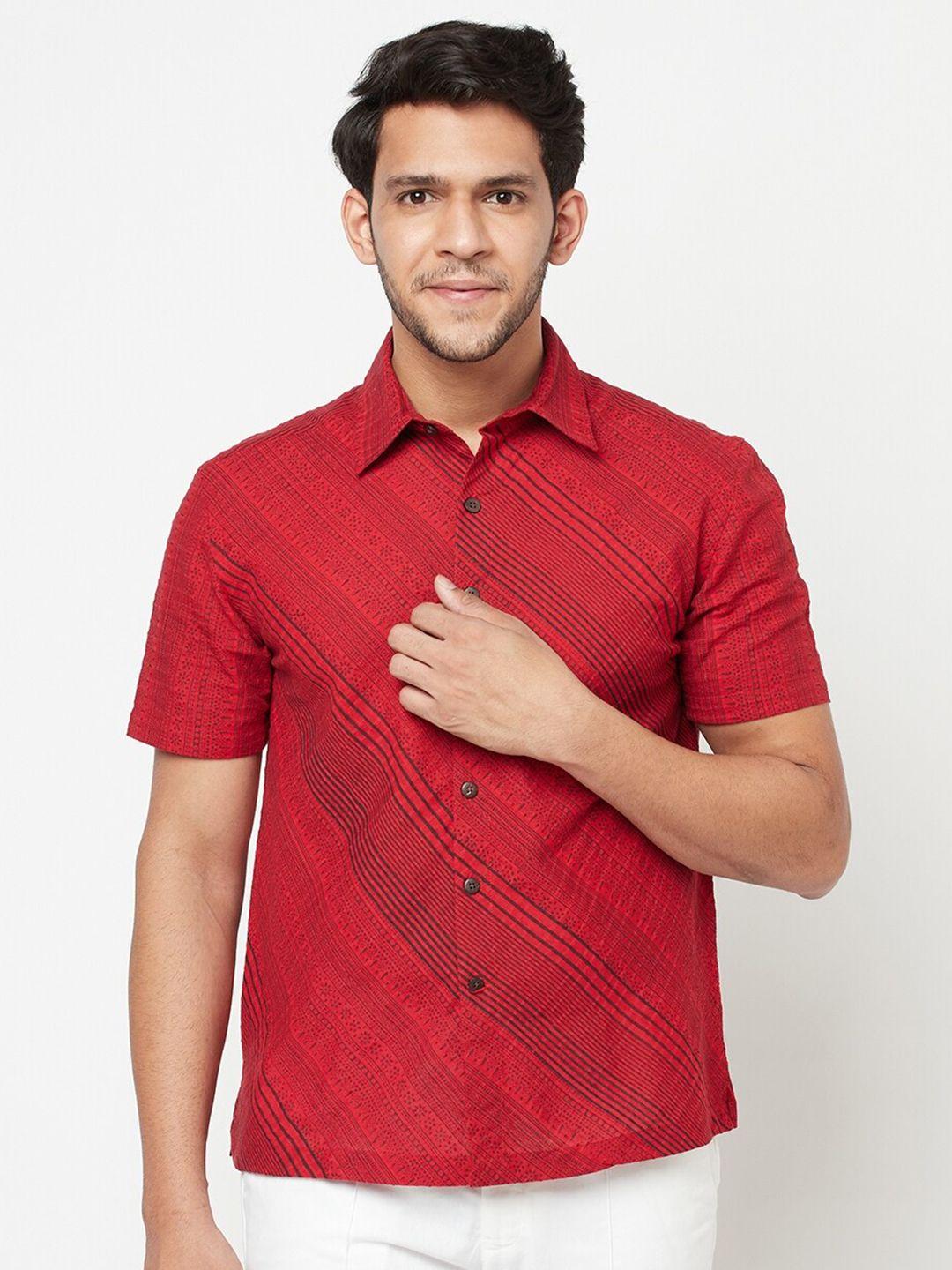 fabindia-men-red-&-black-printed-cotton-casual-shirt