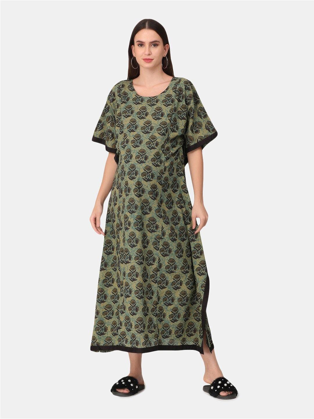 the-mom-store-women-olive-green-printed-maternity-and-nursing-kaftan-maxi-nightdress
