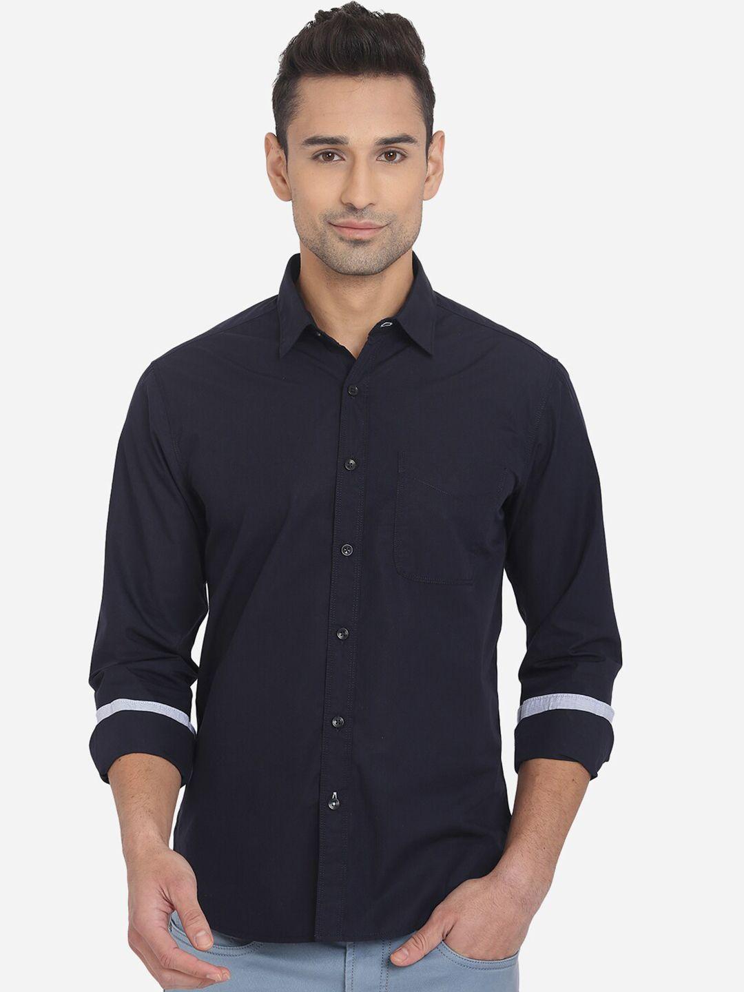 greenfibre-men-blue-solid-slim-fit-pure-cotton-casual-shirt