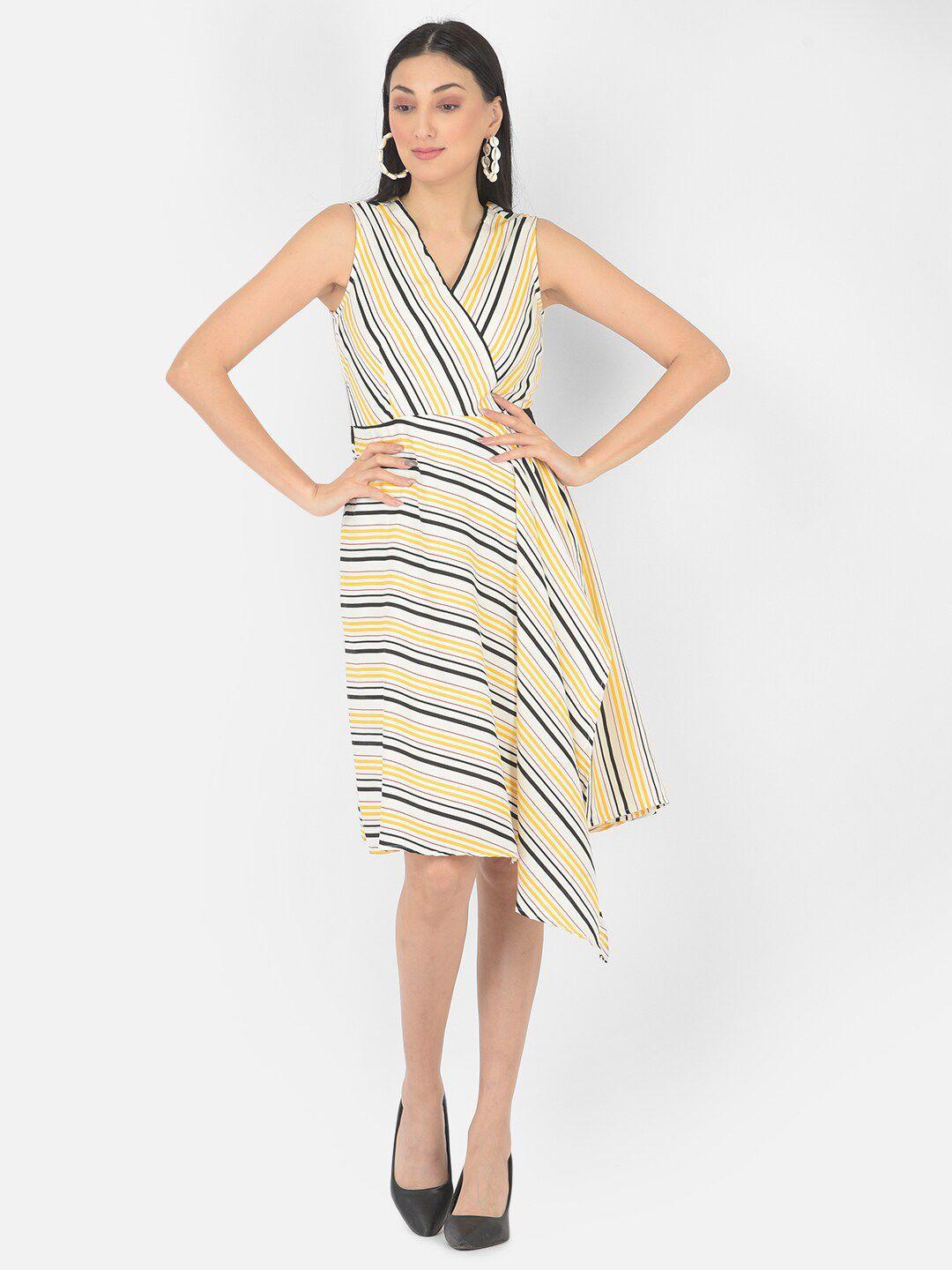 latin-quarters-yellow-striped-wrap-dress