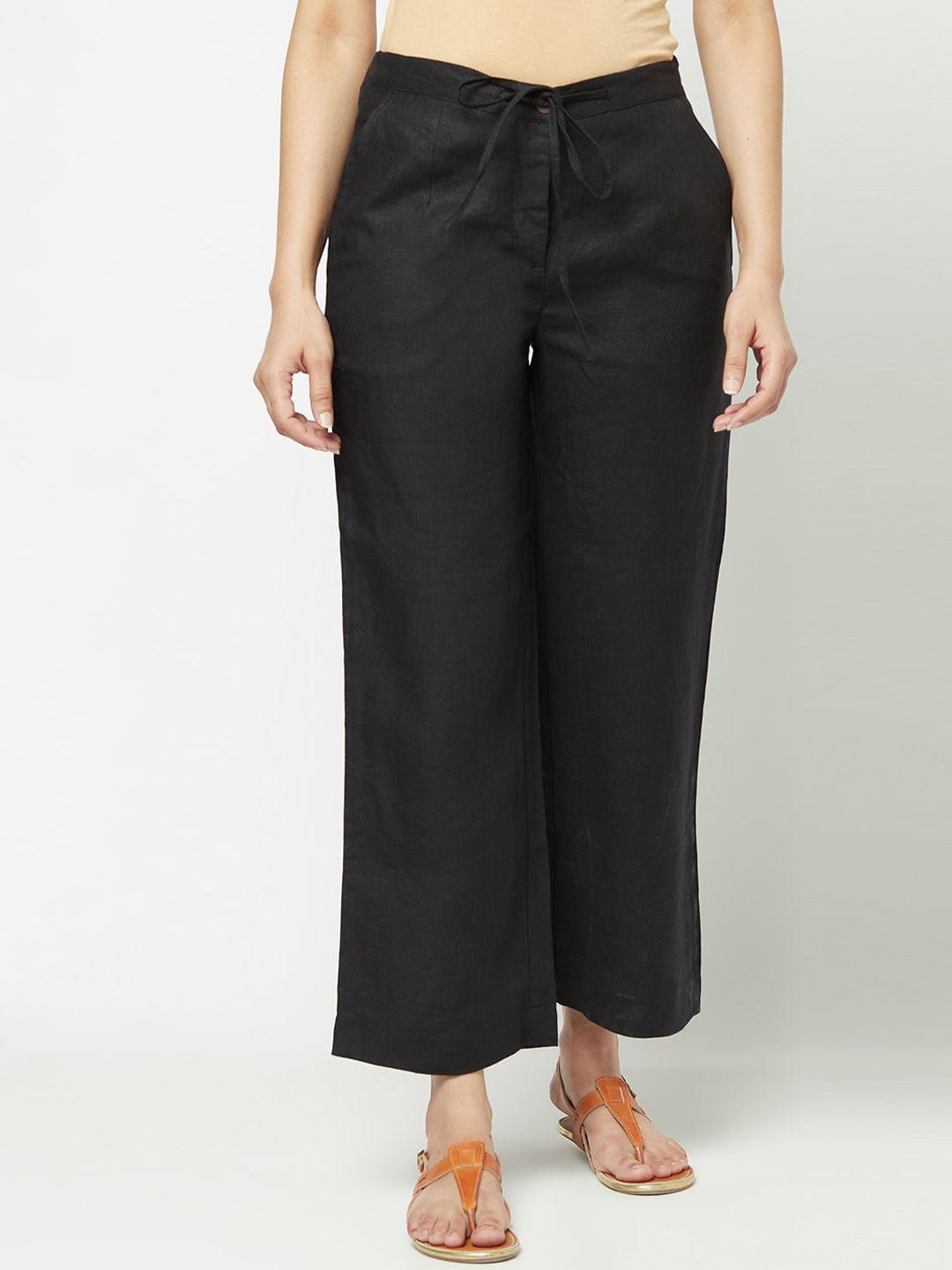 fabindia-women-black-flared-trousers