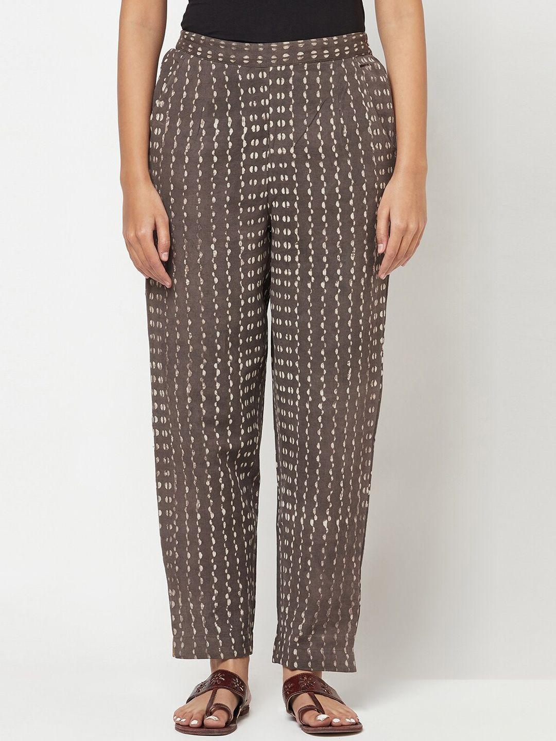 fabindia-women-grey-regular-fit-printed-cotton-trousers