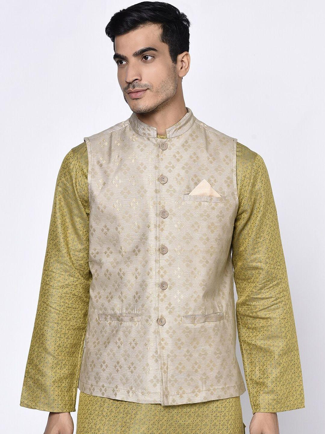 fabindia-men-beige-printed-woven-nehru-jacket