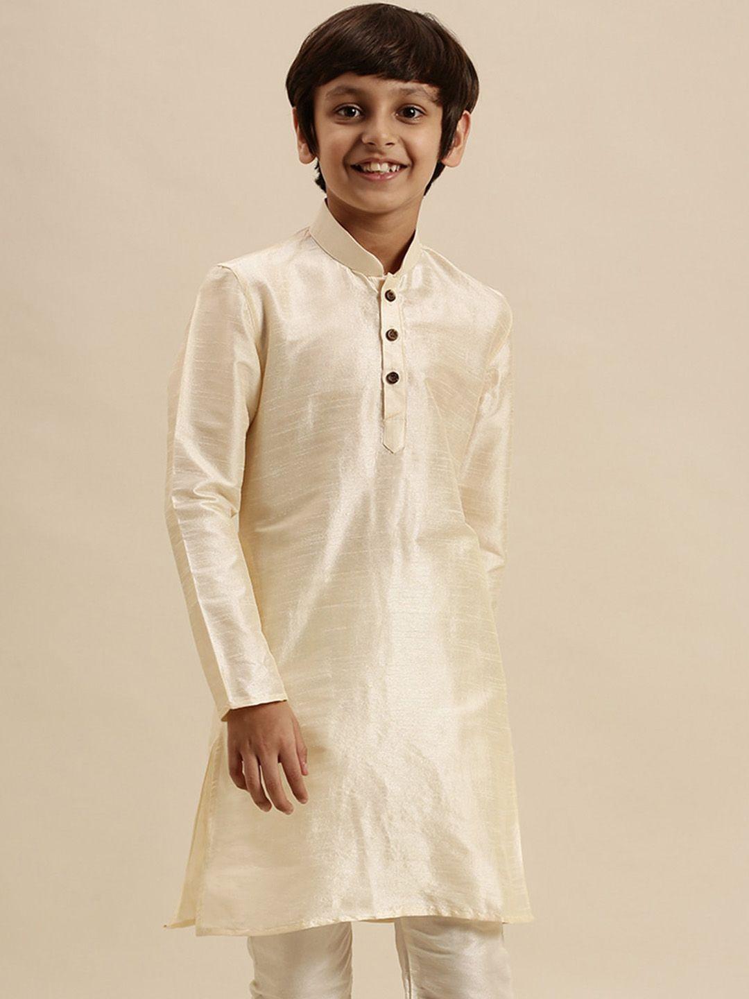 sanwara-boys-cream-coloured-pastel-art-silk-kurta