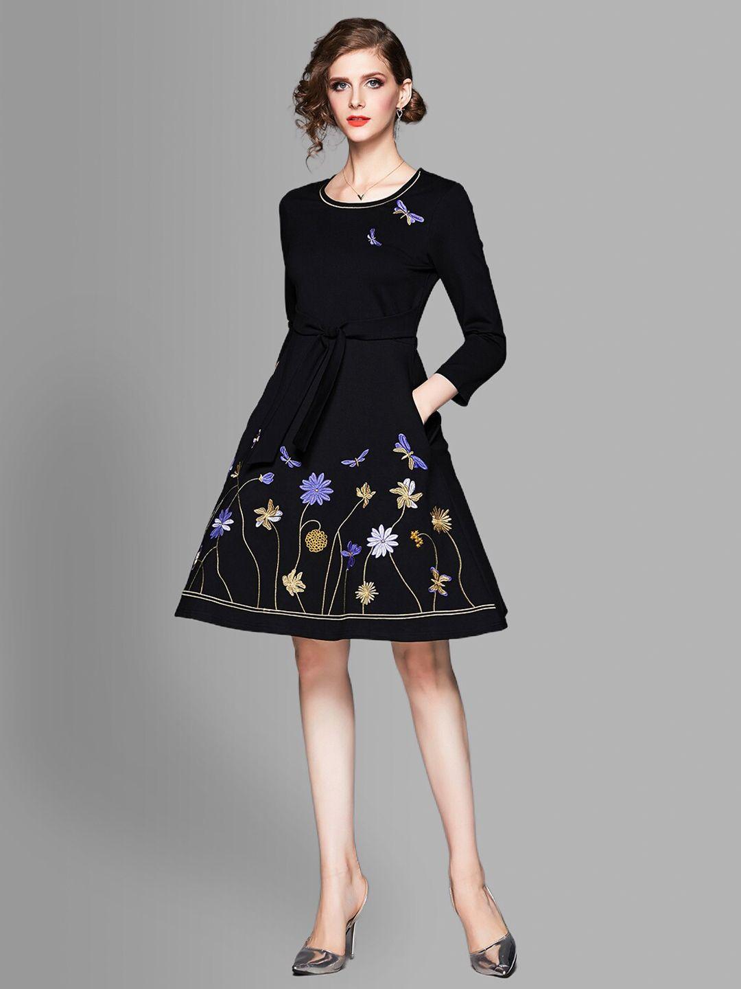 jc-collection-women-black-floral-embroidered-fit-&-flare-dress