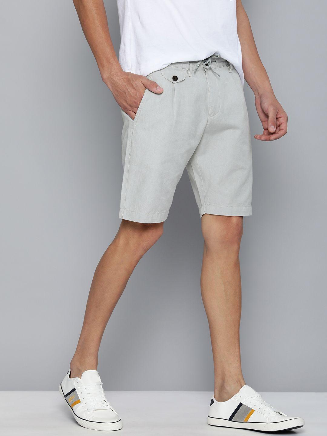 mast-&-harbour-men-blue-cotton-linen-chino-shorts