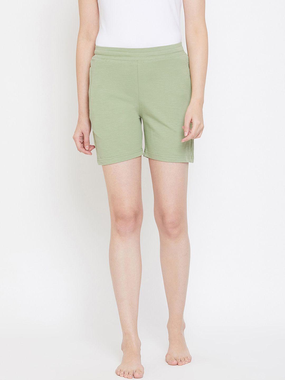 okane-women-olive-green-lounge-shorts