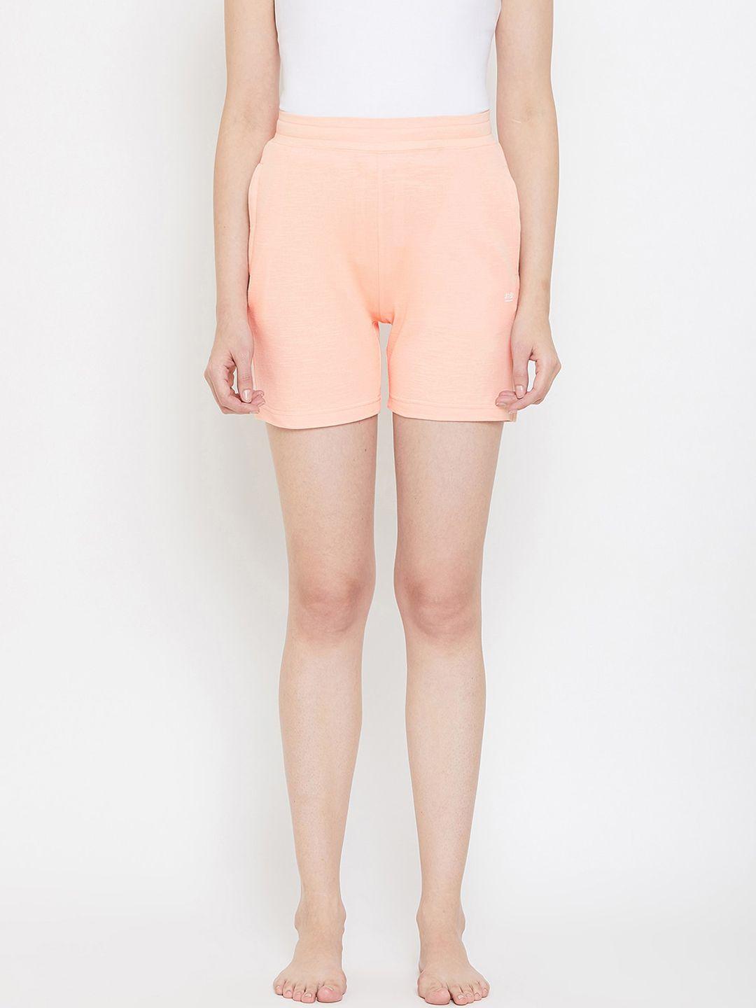 okane-women-peach-coloured-cotton-lounge-shorts