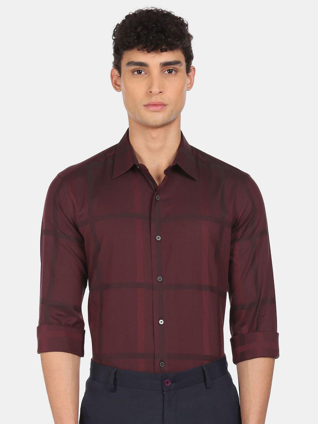arrow-men-maroon-tartan-checked-casual-pure-cotton-shirt