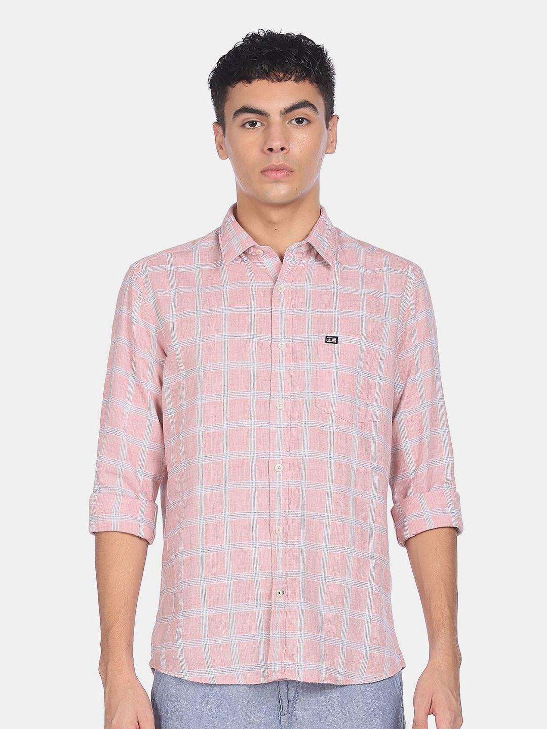 arrow-sport-men-pink-checked-casual-shirt