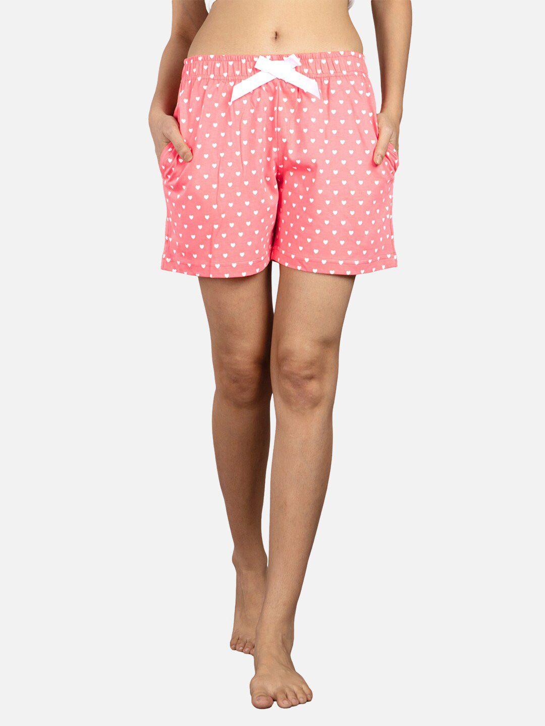 nite-flite-women-pink-&-white-printed-cotton-lounge-shorts
