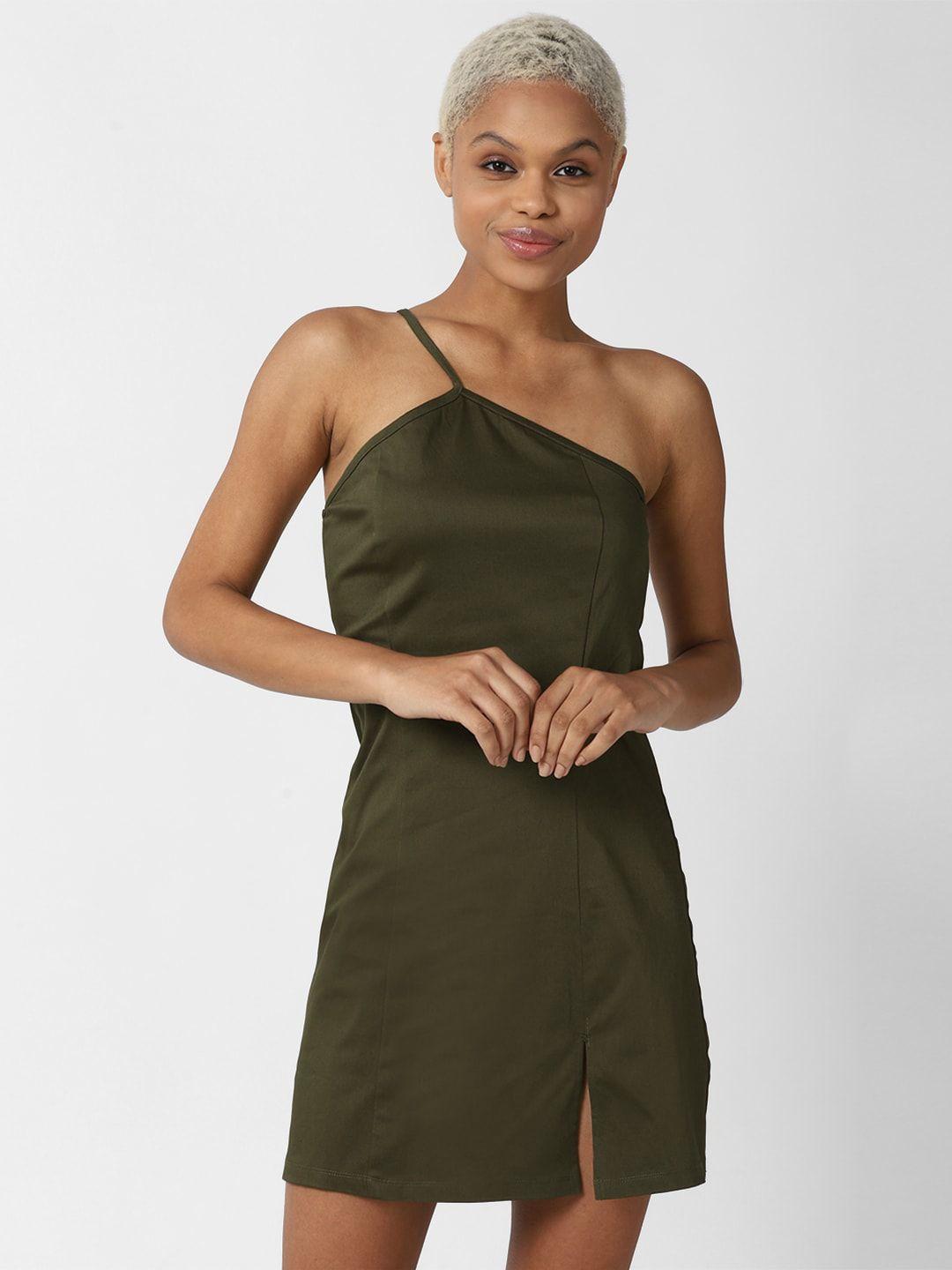 forever-21-olive-green-one-shoulder-sheath-mini-dress