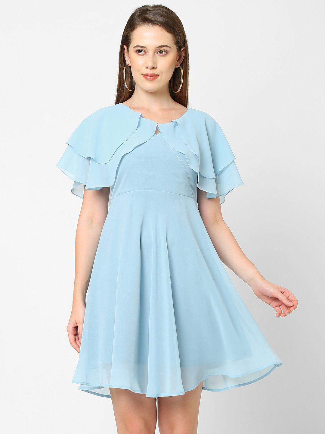 mish-women-blue-georgette-flutter-sleeves-dress