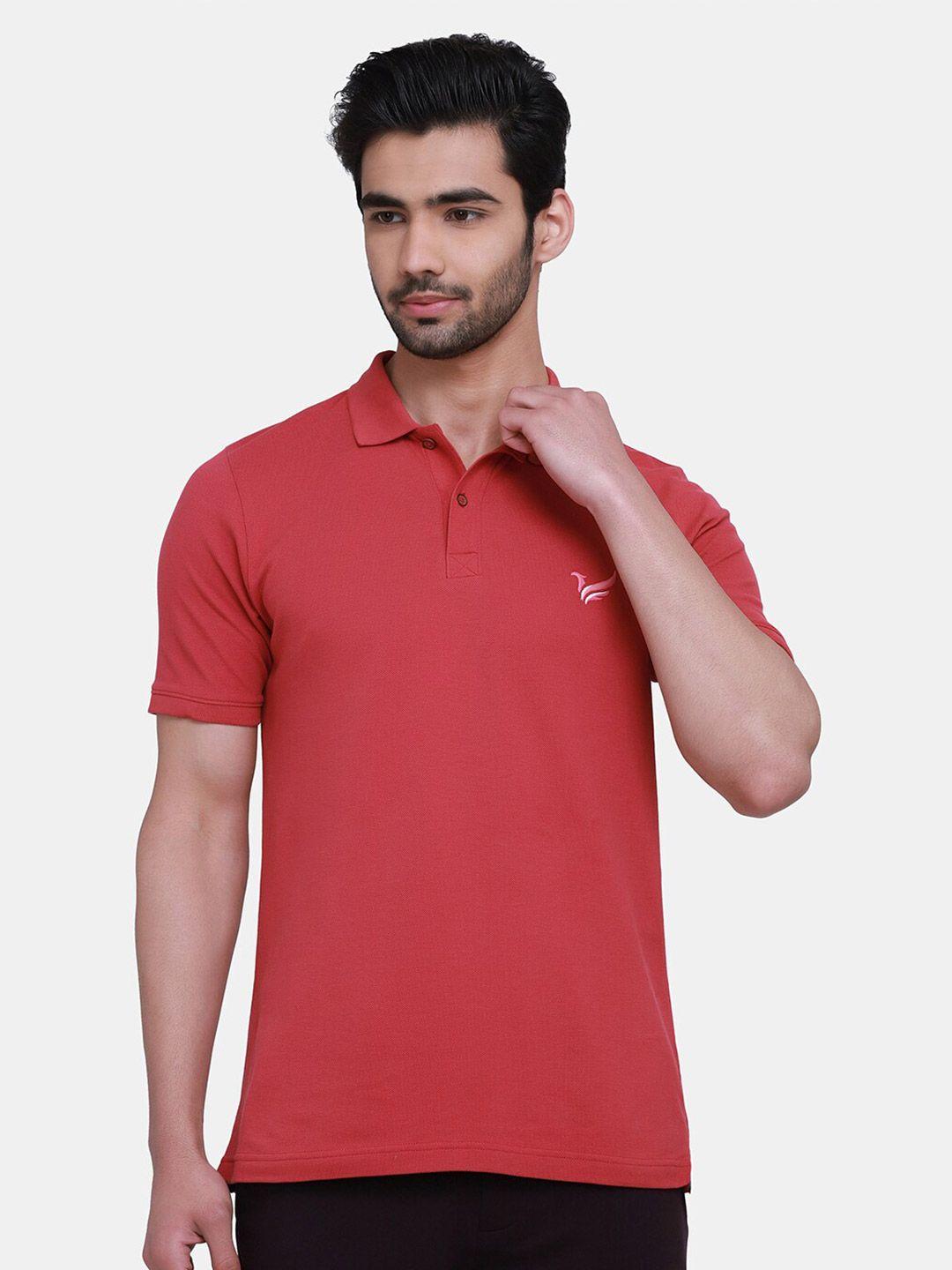 blackberrys-men-red-polo-collar-slim-fit-cotton-t-shirt