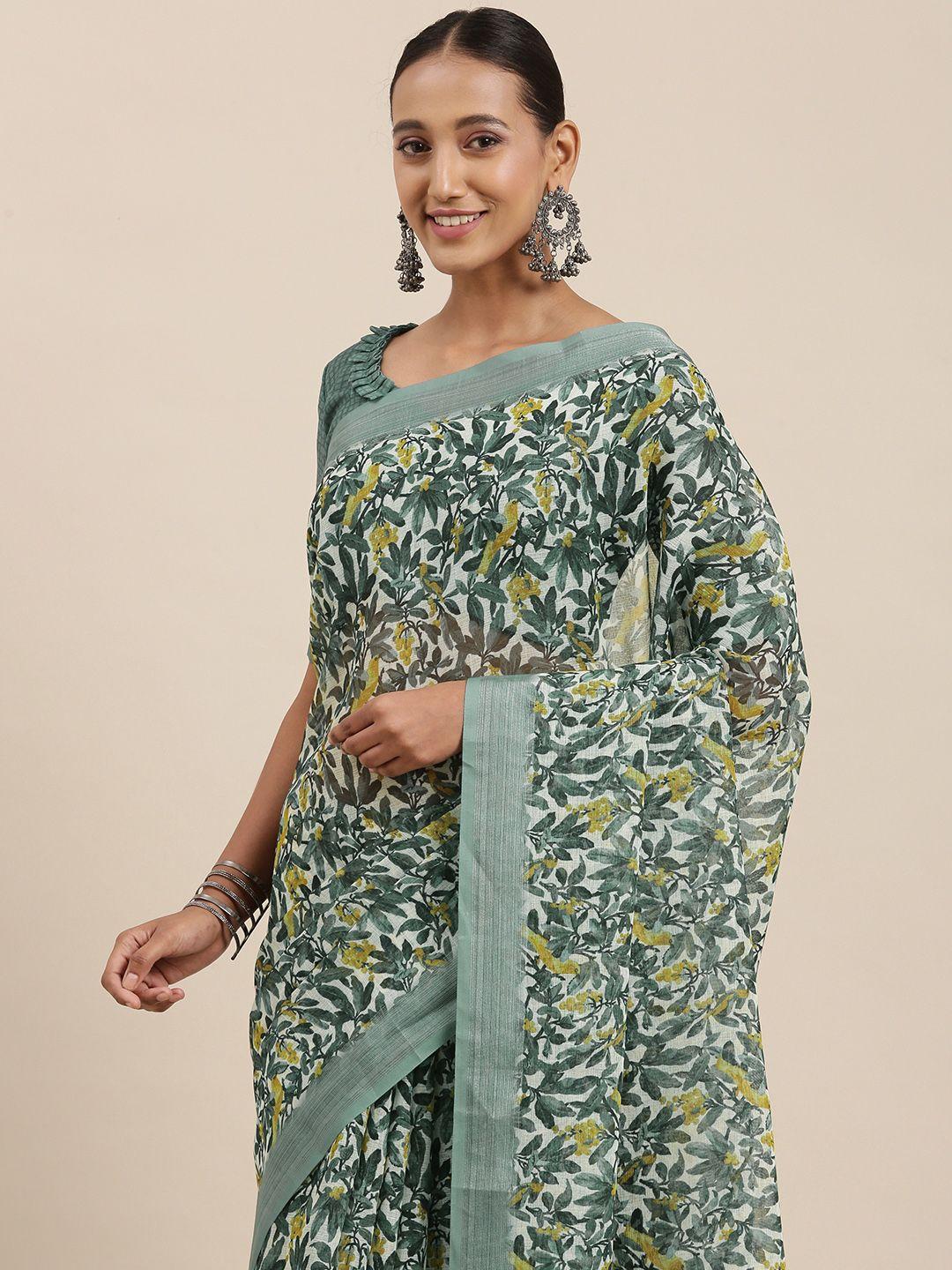 rudra-fashion-cream-coloured-&-grey-floral-printed-ikat-saree