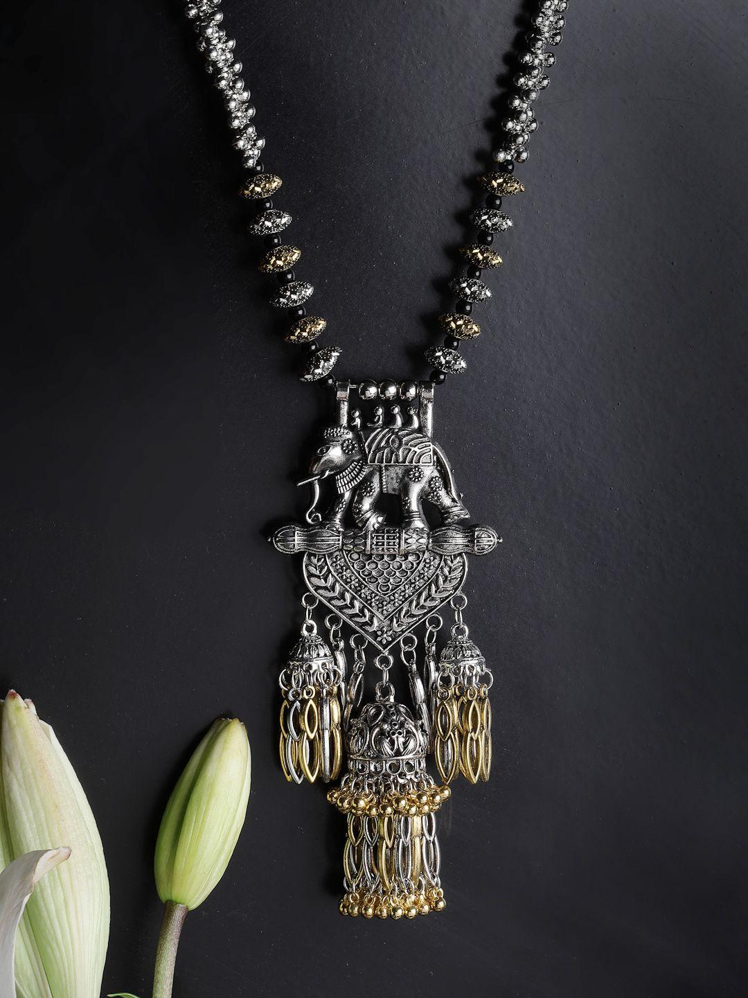 panash-silver-toned-&-black-german-silver-oxidised-necklace
