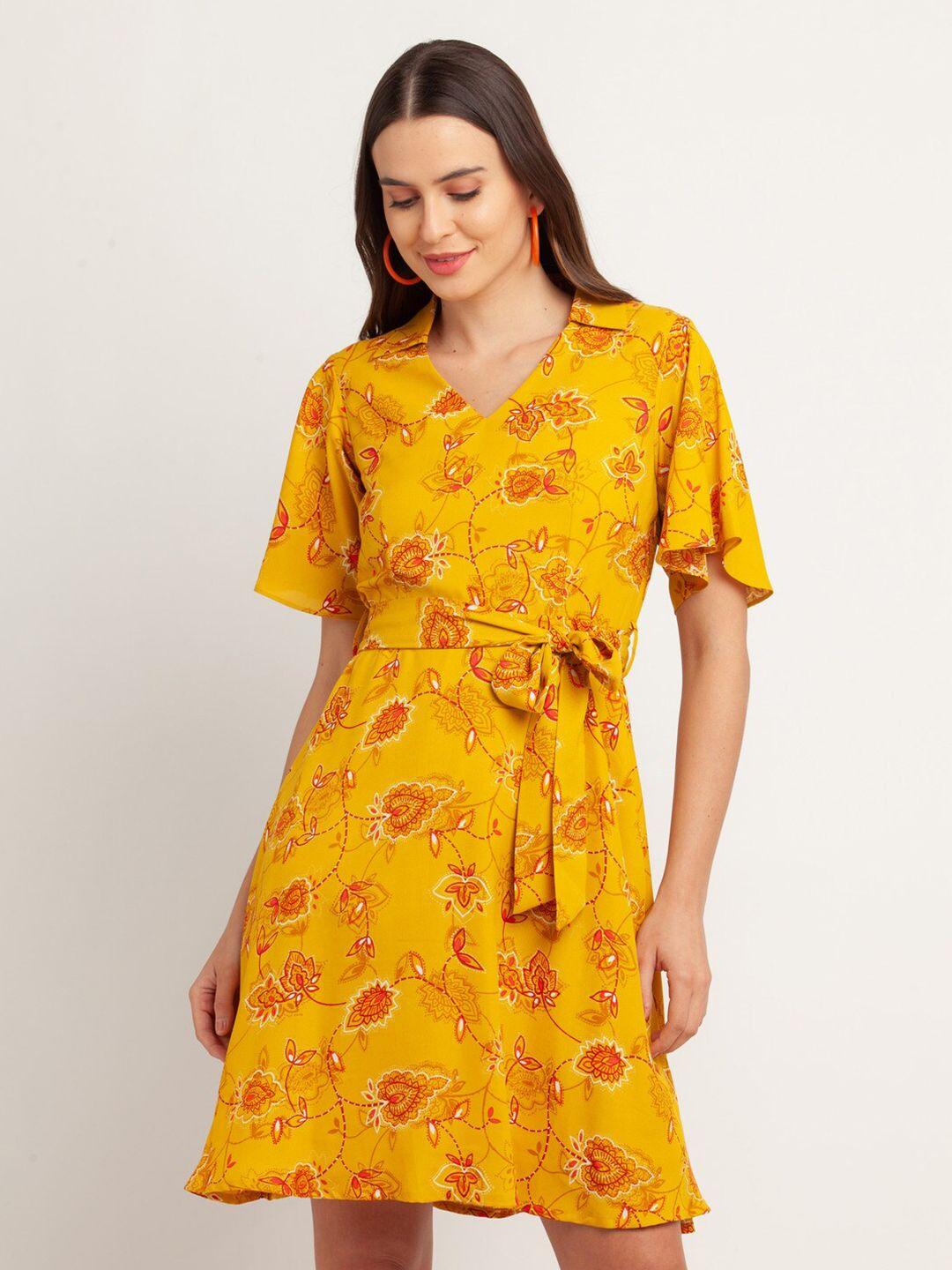 zink-london-yellow-&-red-floral-fit-&-flare-dress