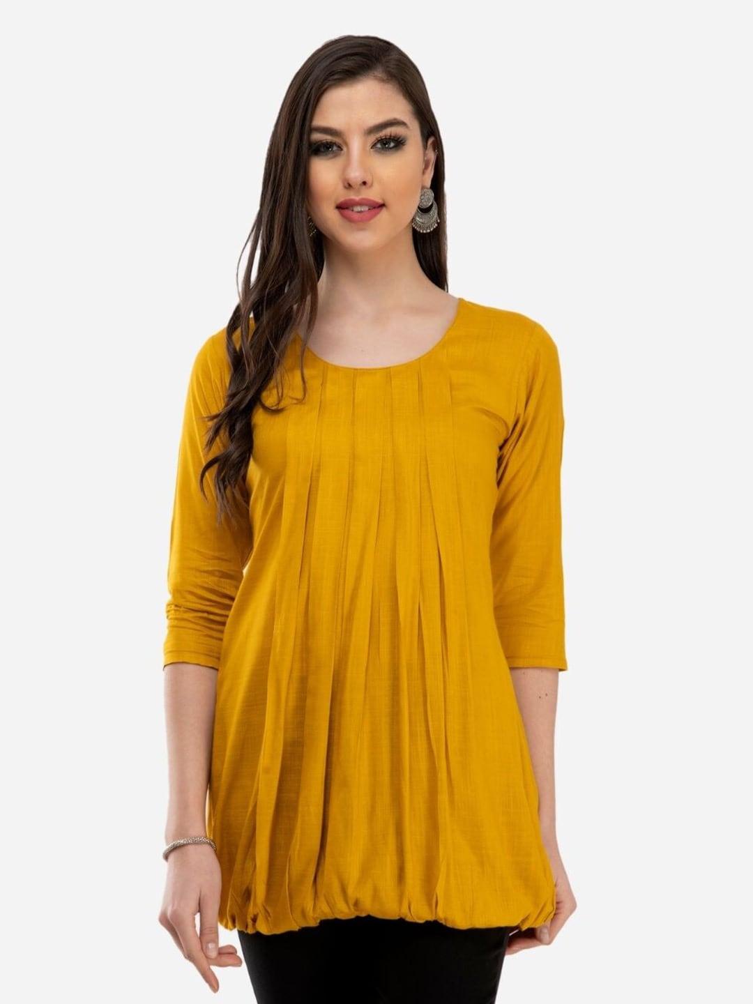 desinoor-com-women-mustard-yellow-solid-short-kurti