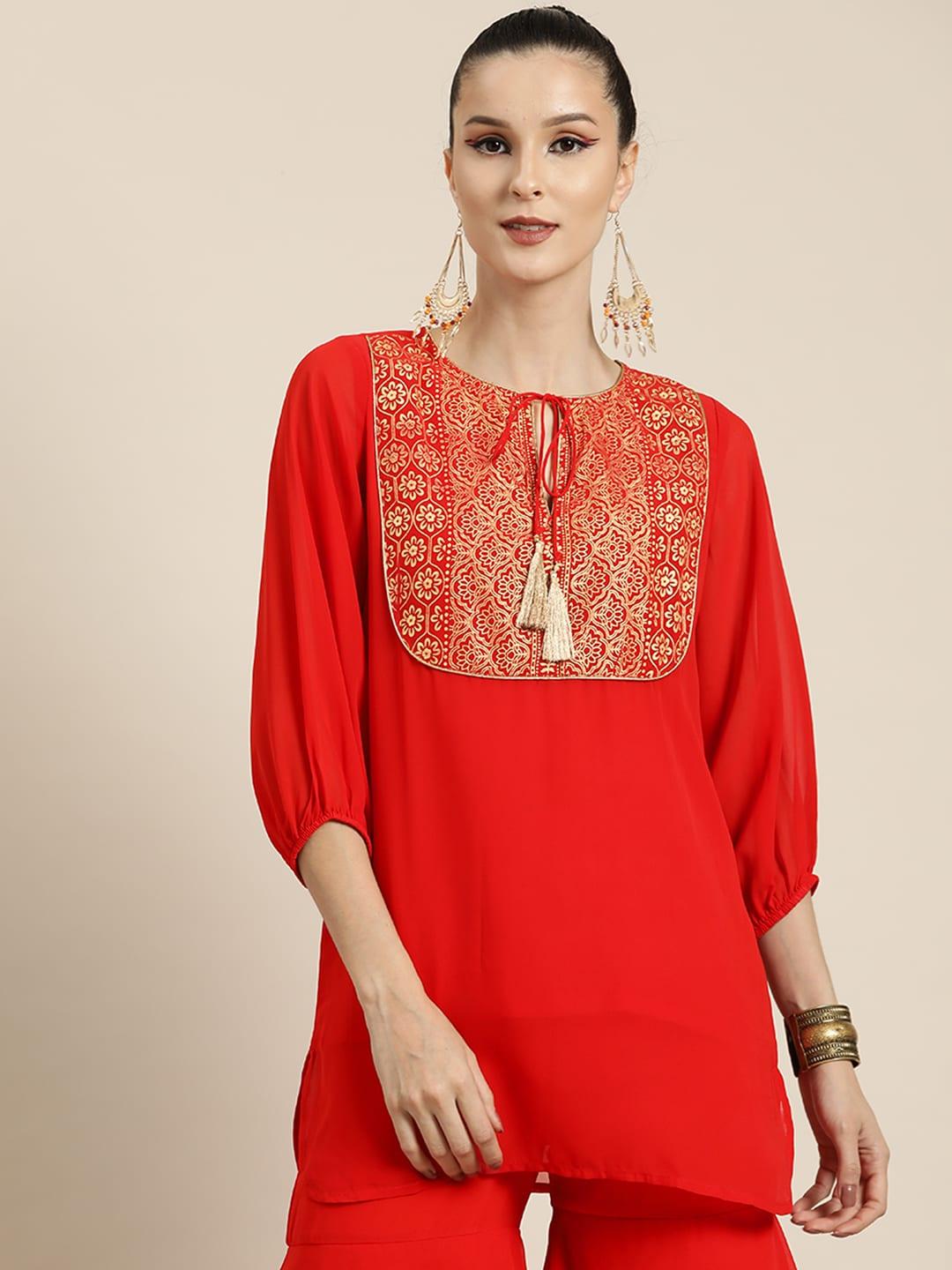 shae-by-sassafras-red-&-gold-toned-printed-tunic