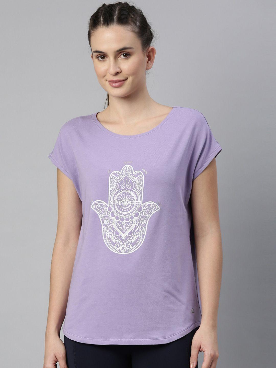enamor-women-lavender-graphic-printed-relaxed-fit-extended-sleeves-antimicrobial-t-shirt