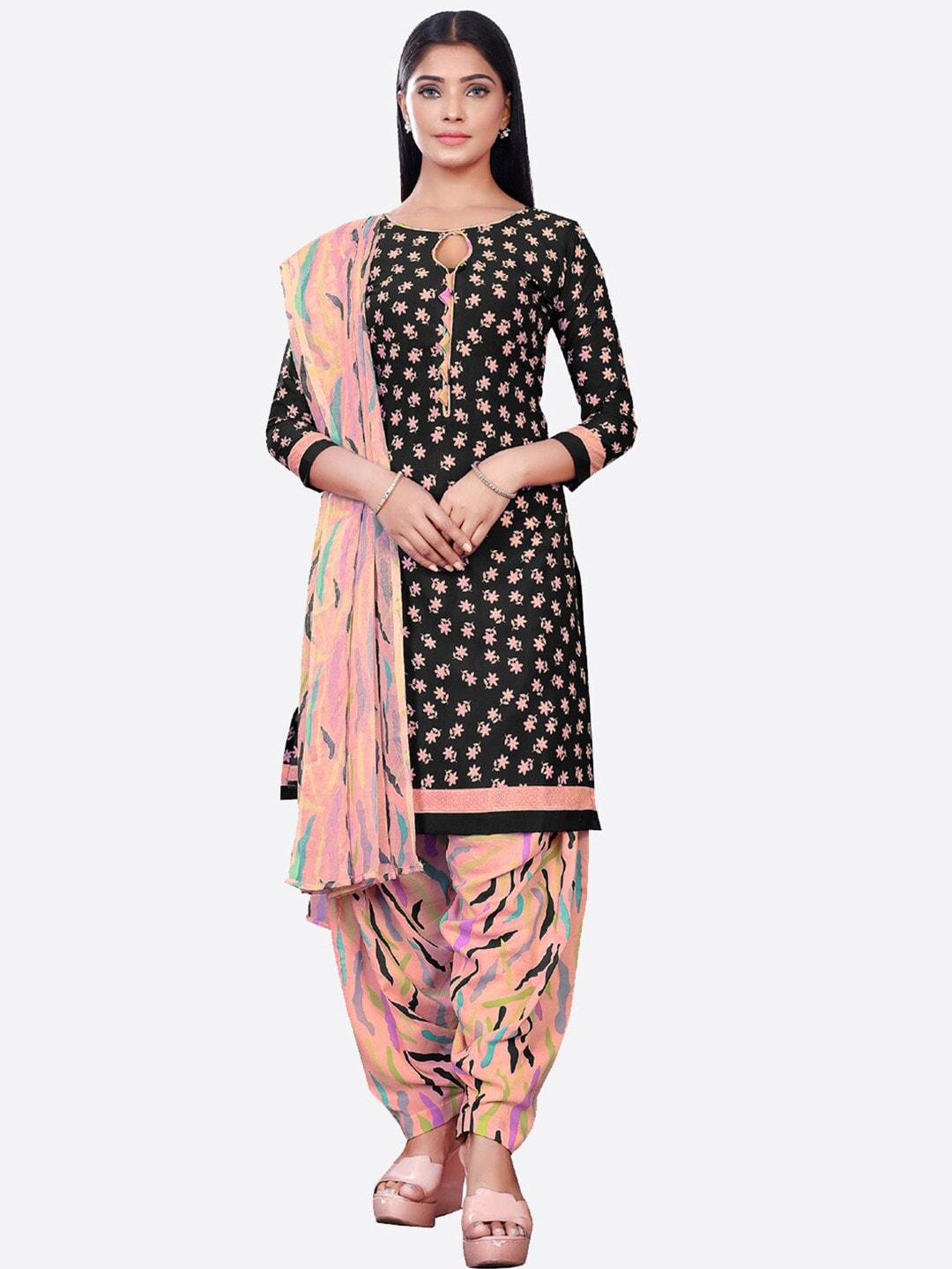 salwar-studio-women-black-&-peach-coloured-printed-unstitched-dress-material