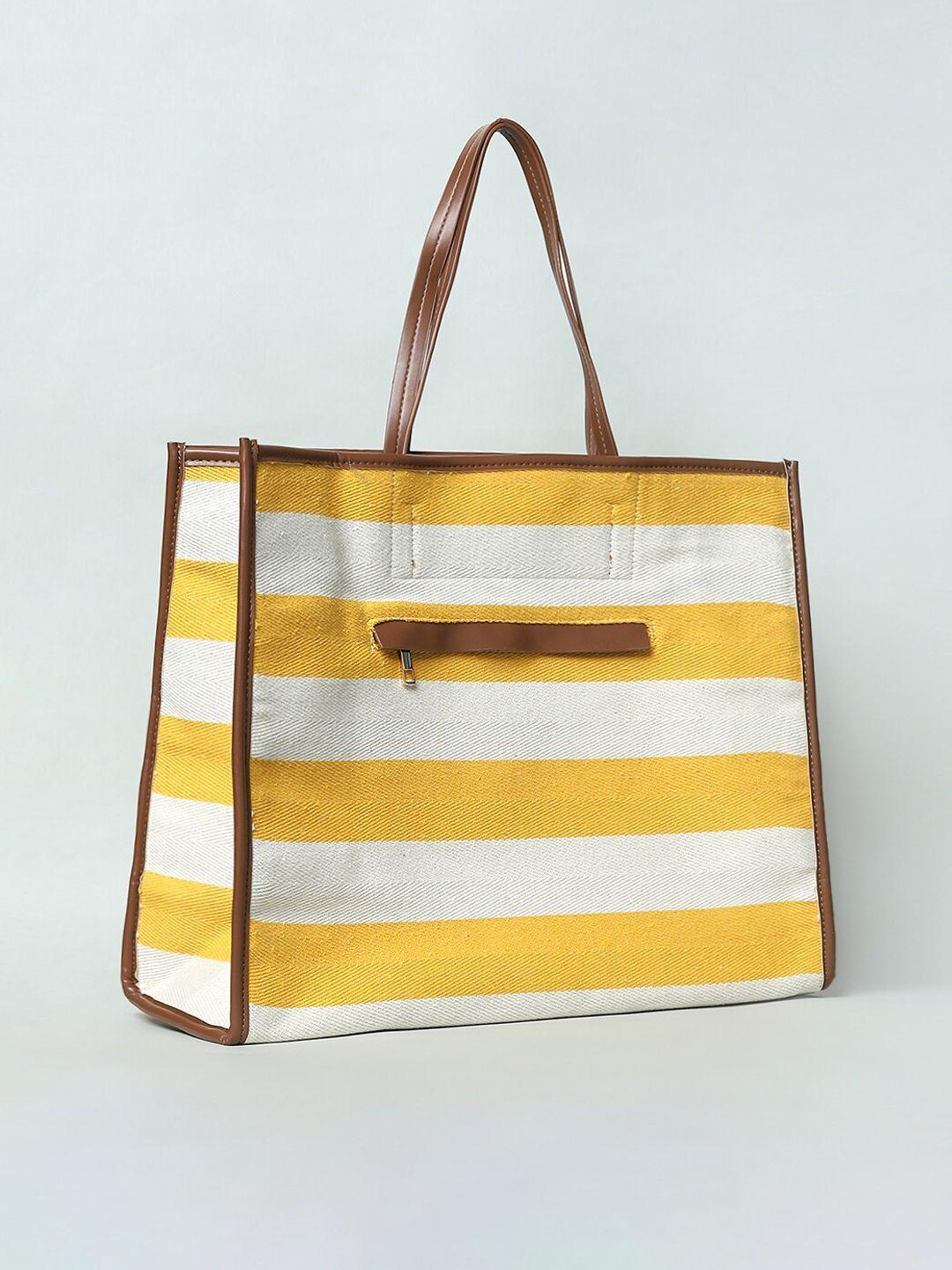 only-yellow-&-off-white-striped-shopper-tote-bag