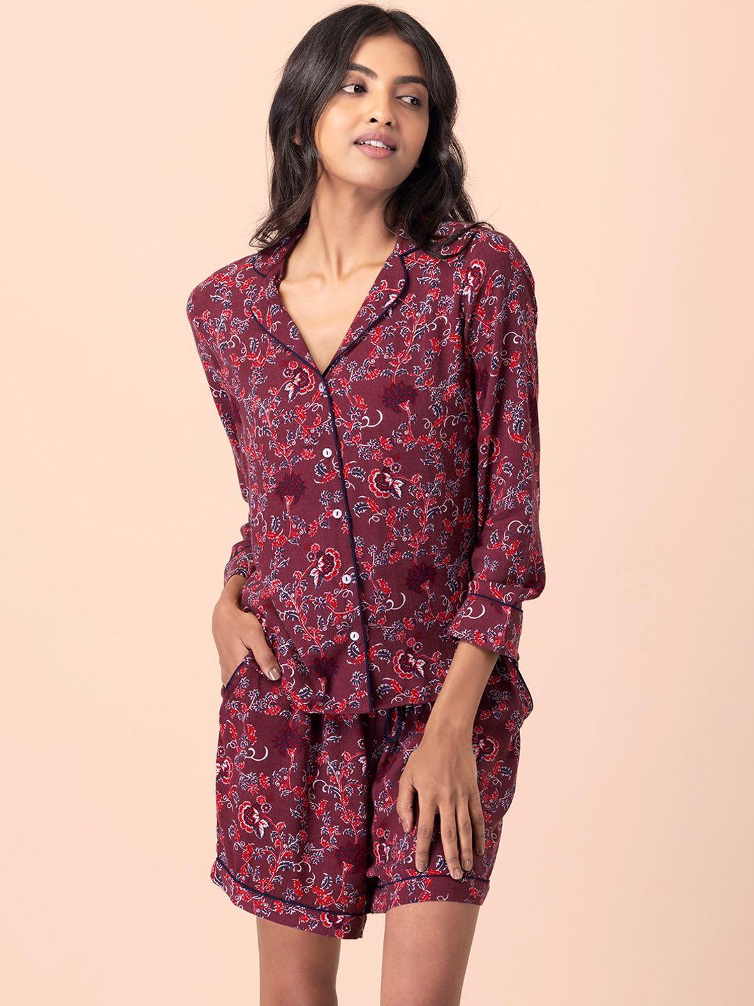 indya-women-maroon-printed-night-suit