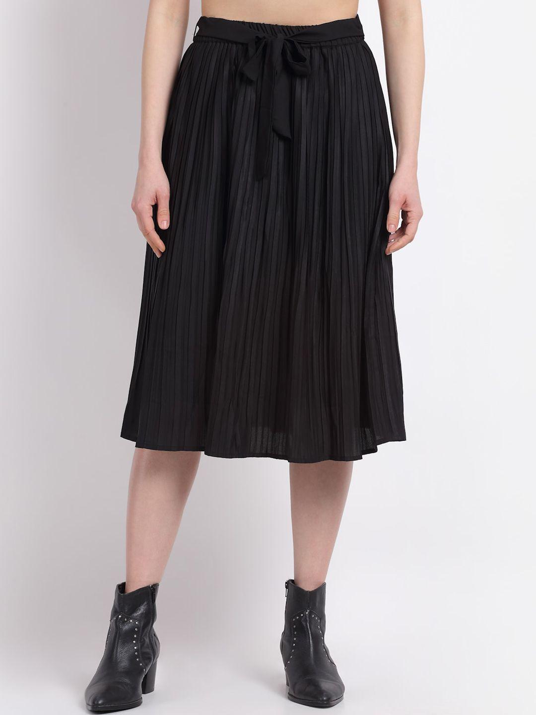 la-zoire-women-black-accordion-pleated-flared-skirt-with-attached-belt