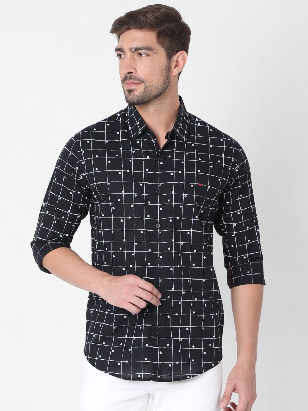 mufti-men-plus-size-black-slim-fit-printed-pure-cotton-casual-shirt