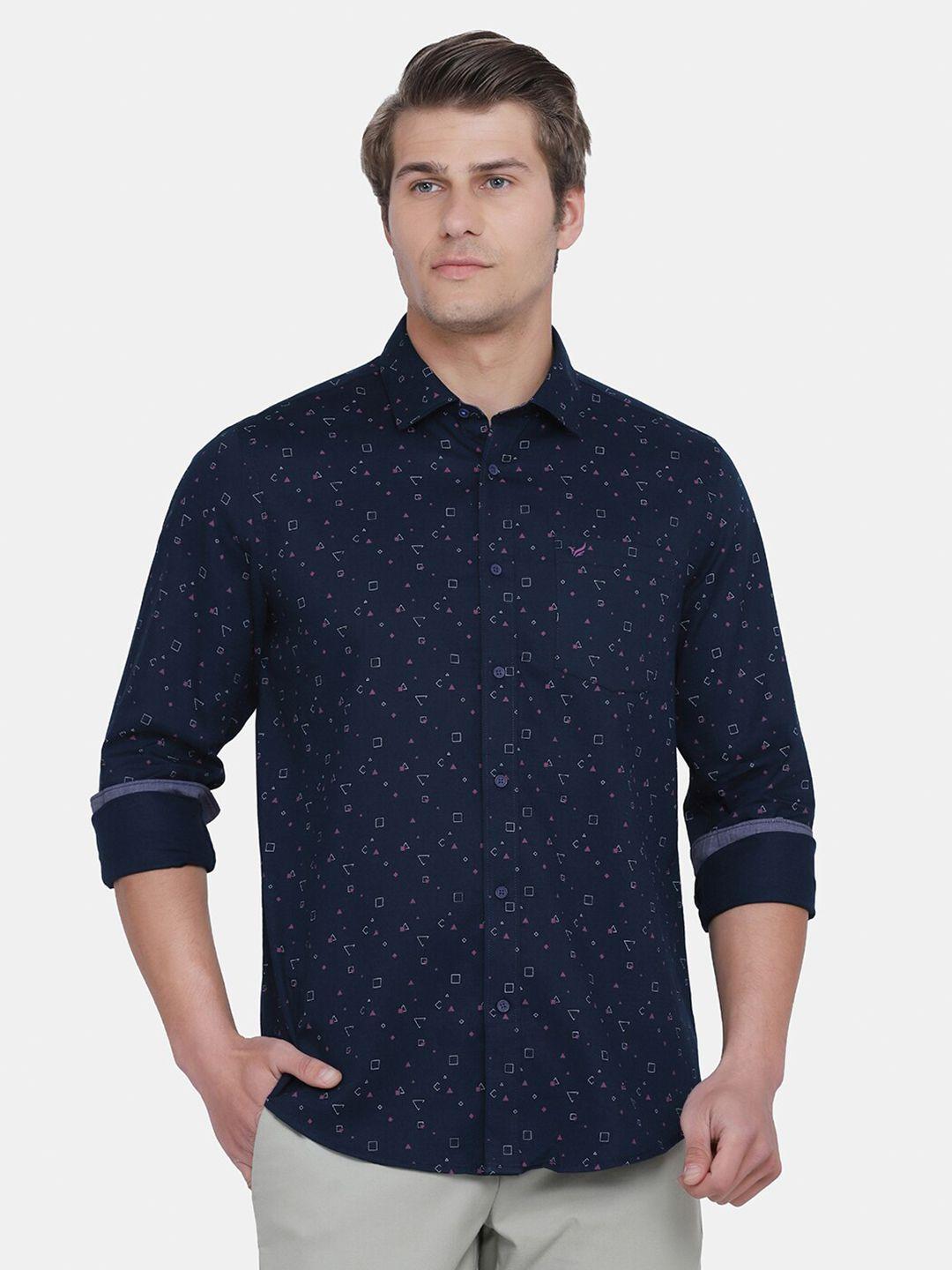 blackberrys-men-navy-blue-india-slim-fit-printed-cotton-casual-shirt