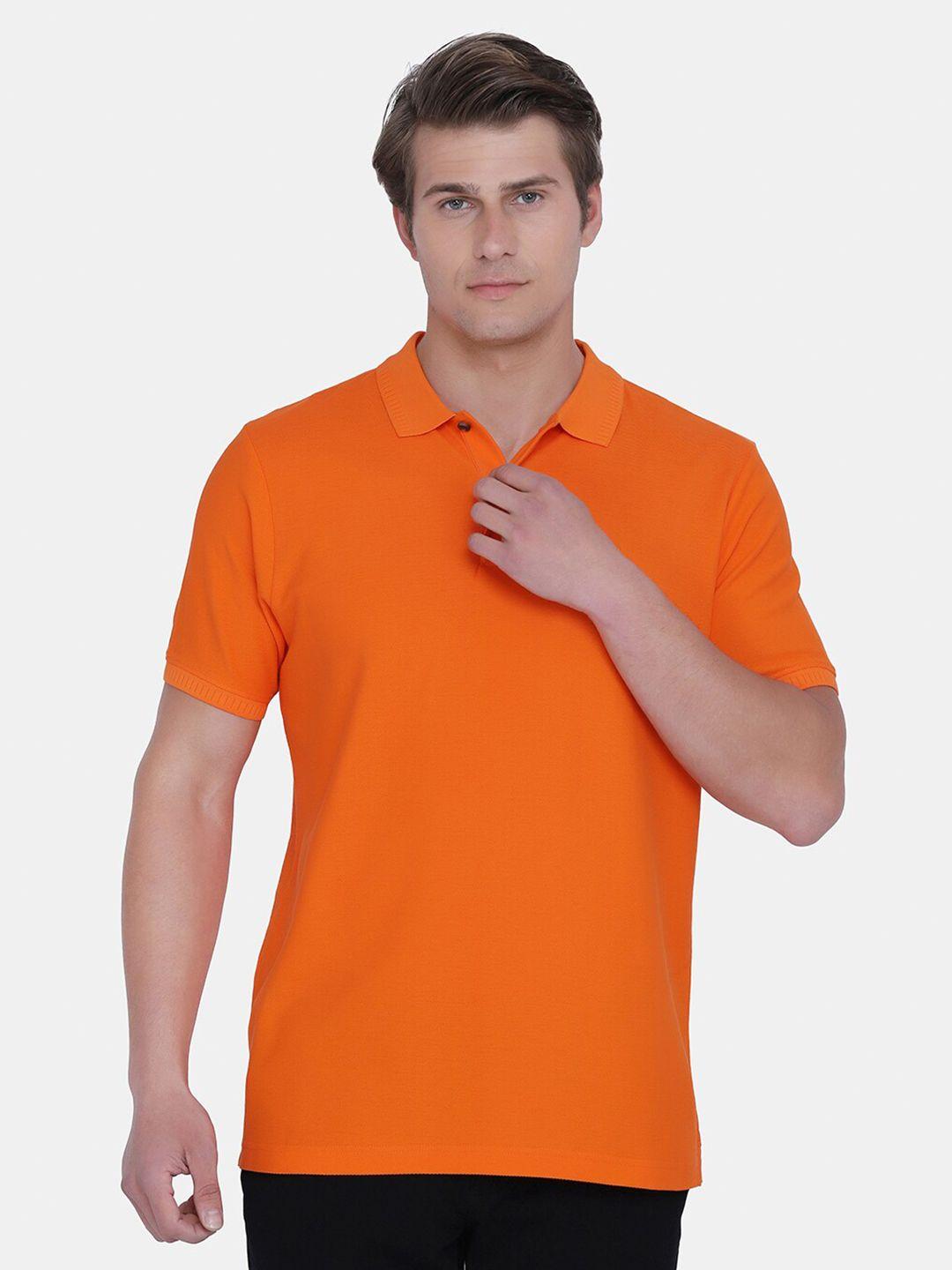 blackberrys-men-orange-polo-collar-slim-fit-cotton-t-shirt
