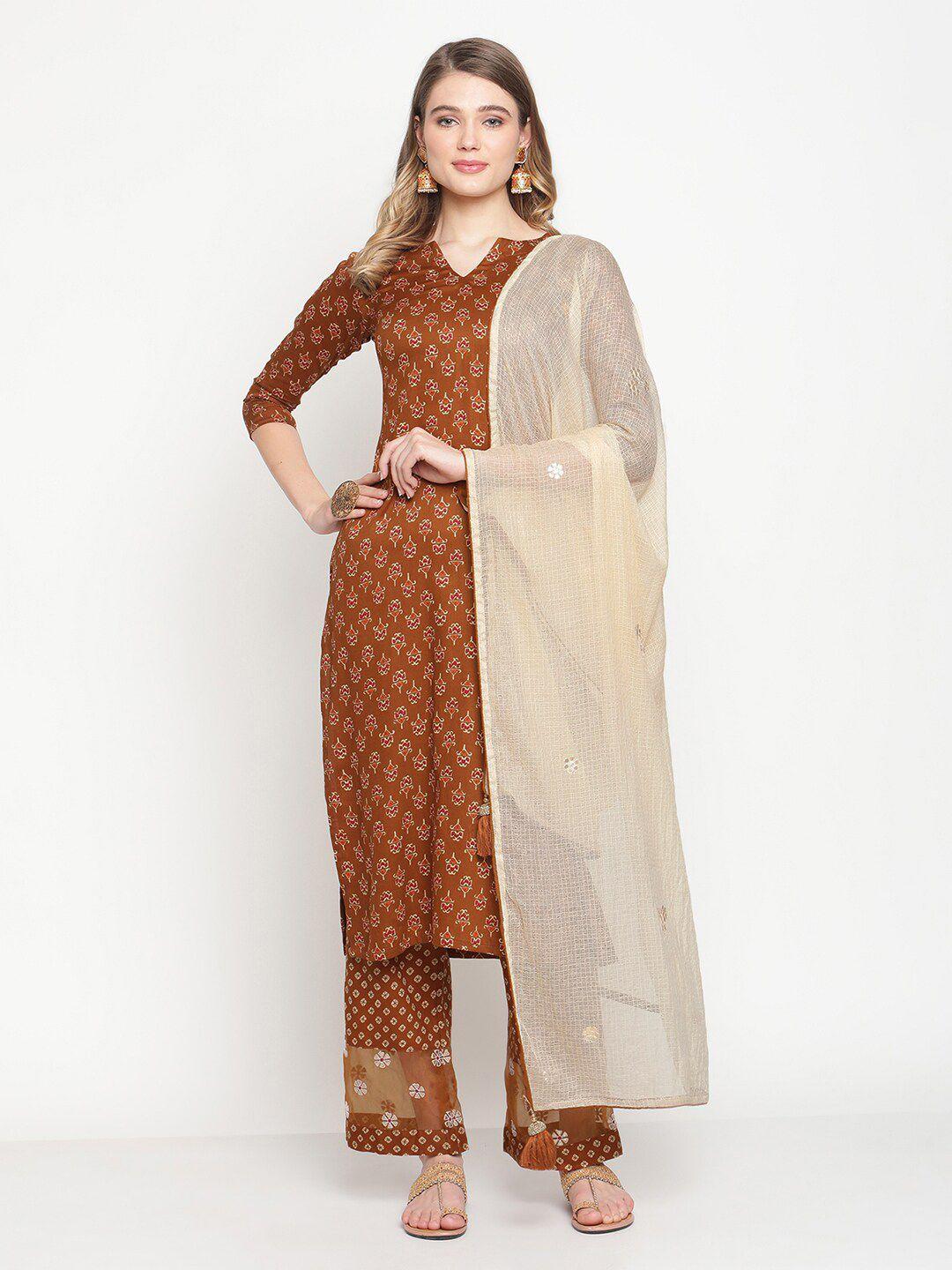 stylee-lifestyle-brown-&-beige-ethnic-motifs-printed-unstitched-dress-material