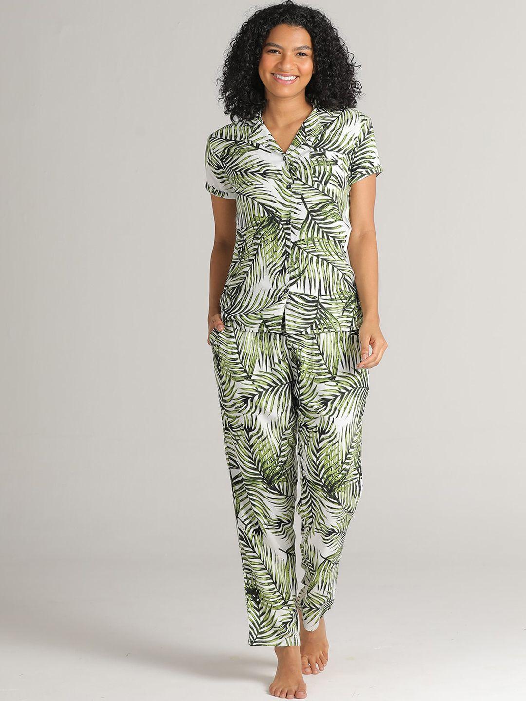 evolove-women-green-tropical-printed-night-suit