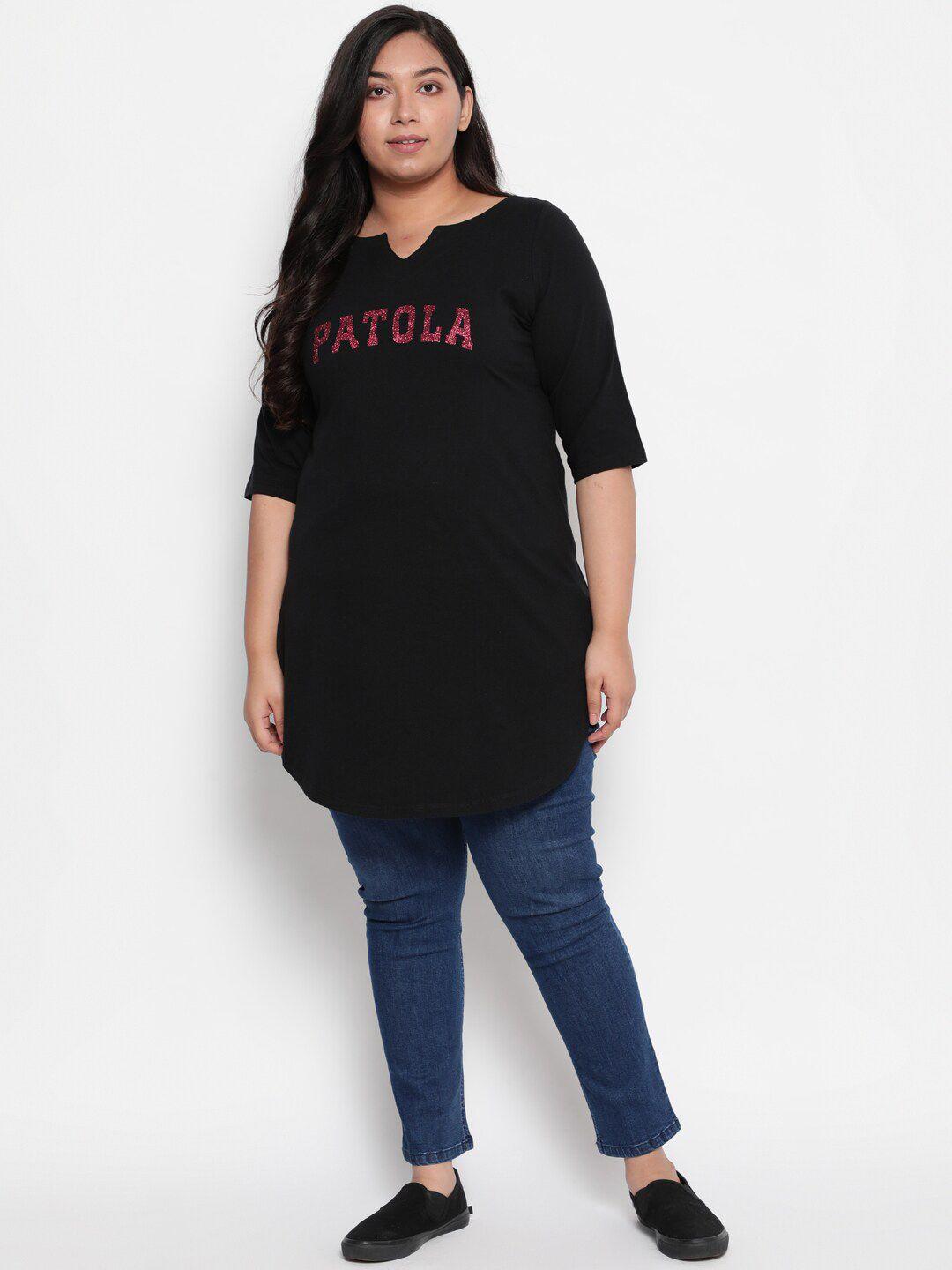 amydus-women-plus-size-black-typography-printed-cotton-t-shirt