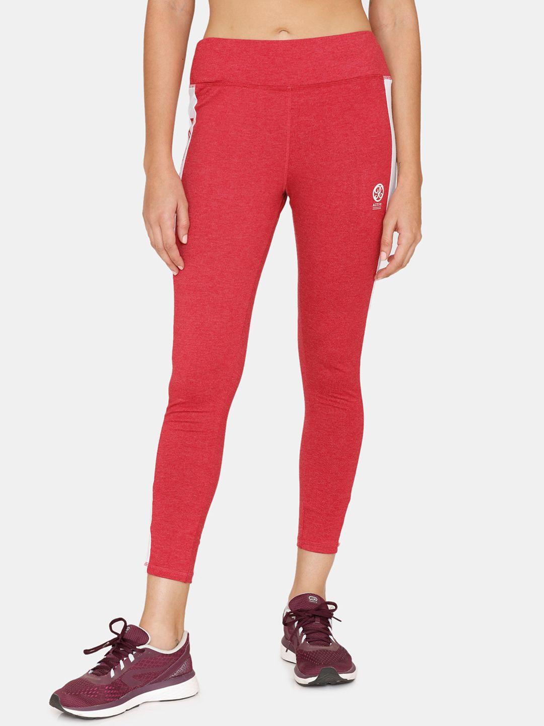 rosaline-by-zivame-women-red-solid-ankle-length-cropped-sports-tights
