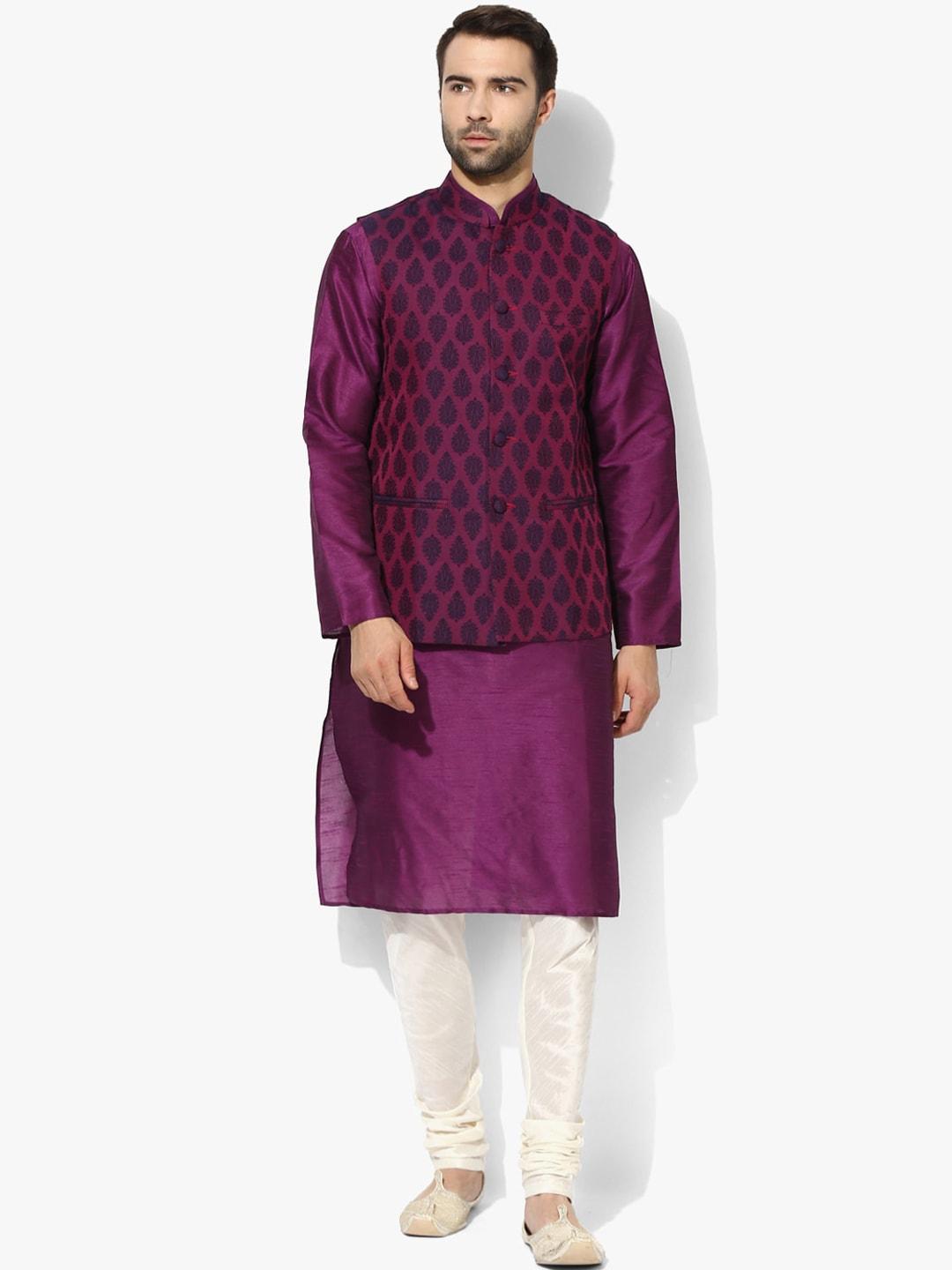 kisah-men-purple-&-white-kurta-with-churidar-&-nehru-jacket
