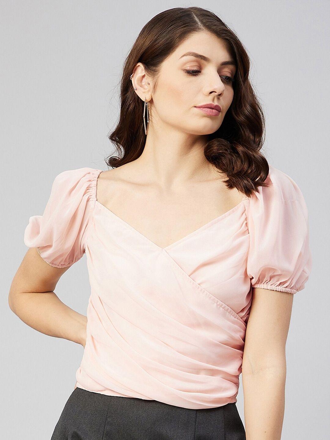 carlton-london-women-pink-solid-sweetheart-neck-georgette-wrap-top