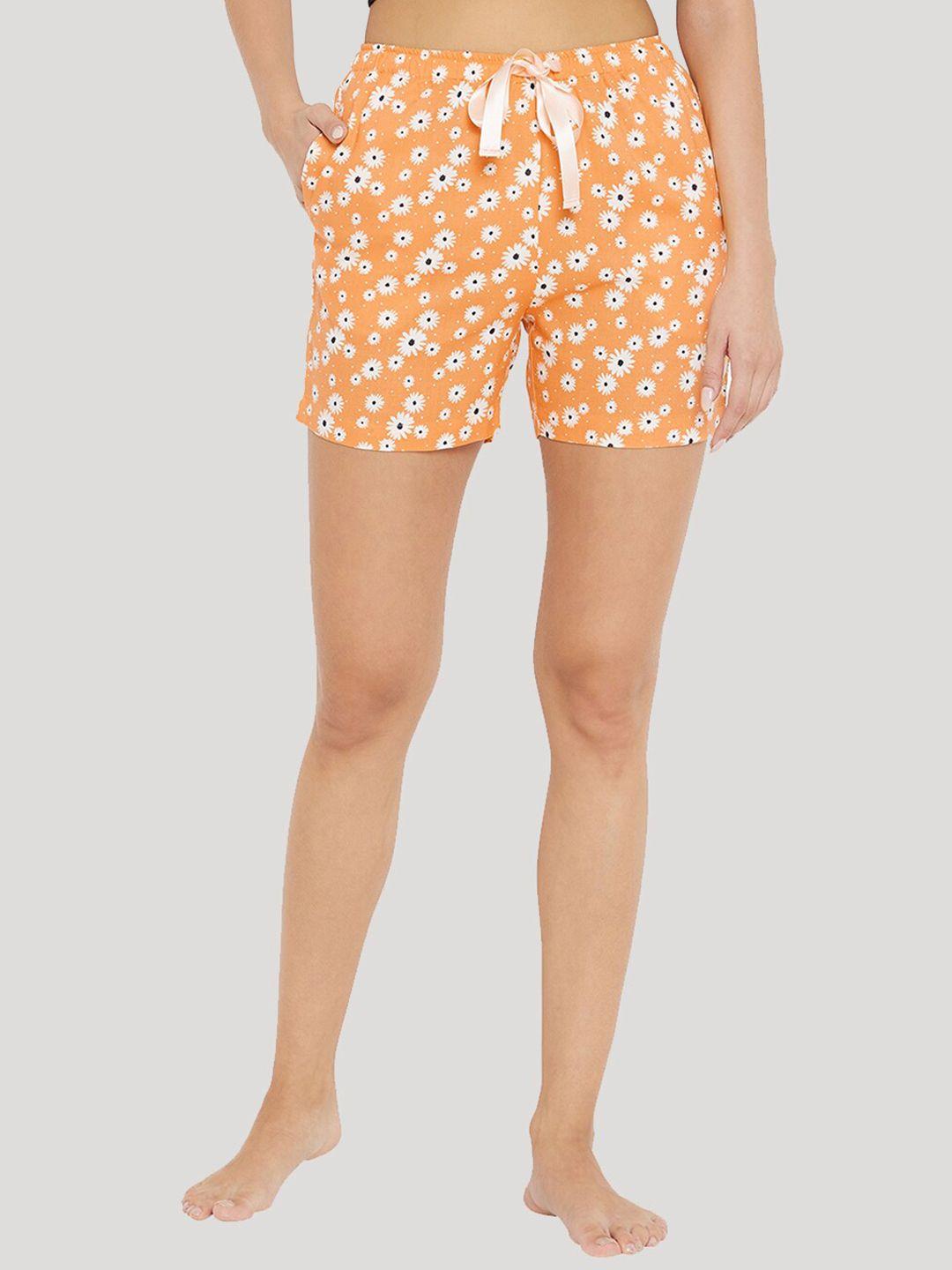 style-shoes-women-orange-&-white-printed-lounge-shorts