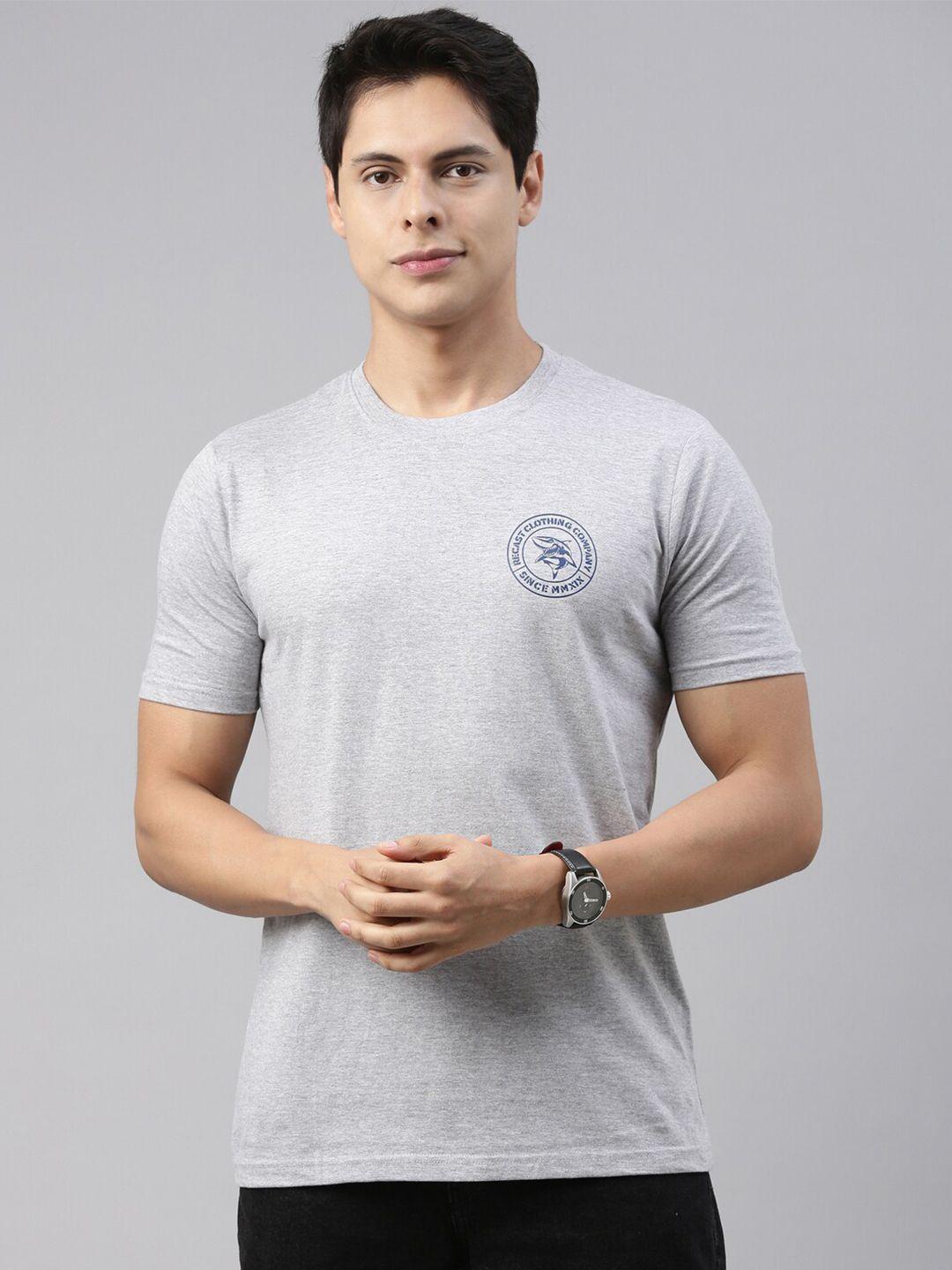 recast-men-grey-melange-solid-t-shirt