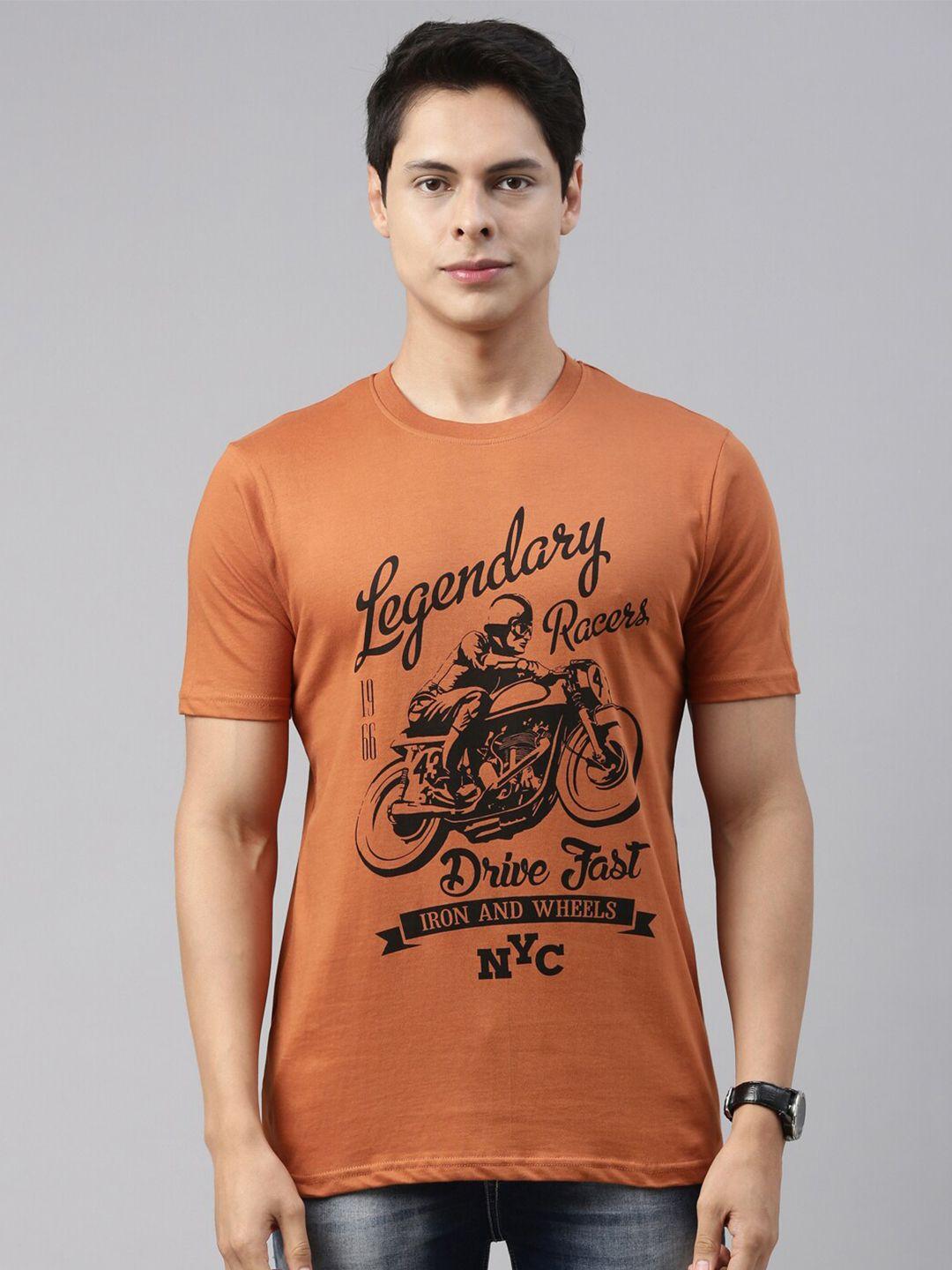 recast-men-rust-brown-biker-printed-pure-cotton-t-shirt