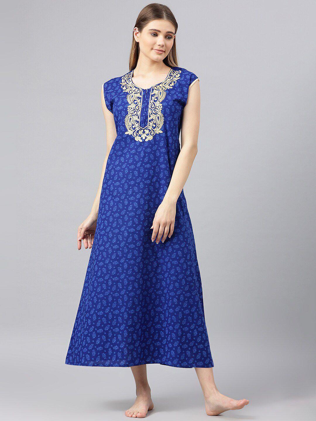 secret-wish-blue-printed-pure-cotton-maxi-nightdress