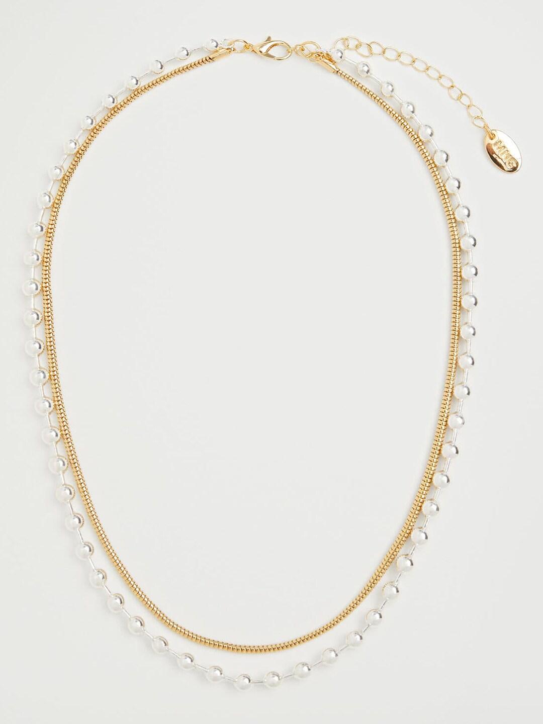 mango-women-gold-toned-&-silver-toned-double-chain-necklace