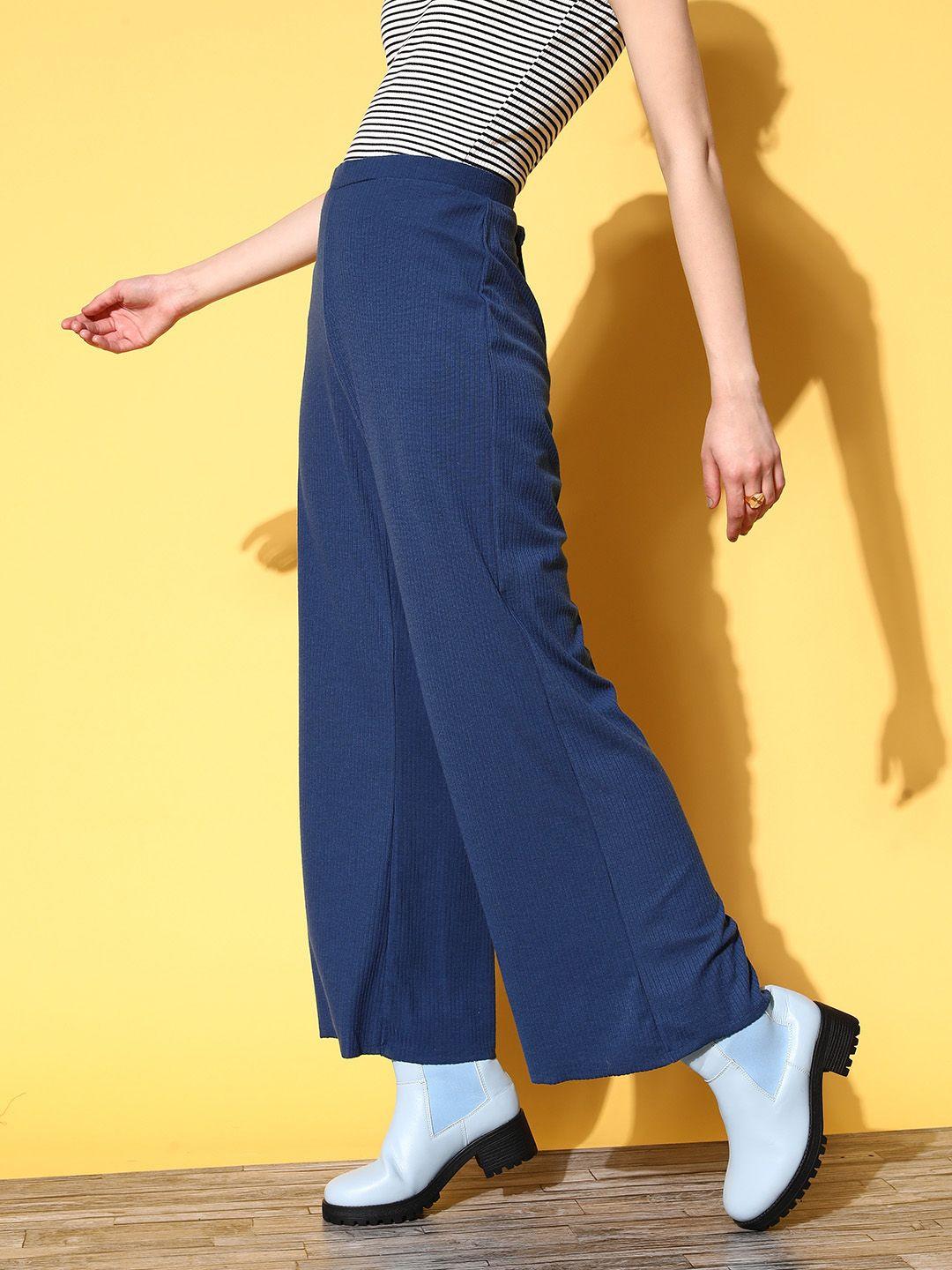 the-roadster-lifestyle-co.-women-navy-blue-ribbed-relaxed-fit-wide-leg-track-pants