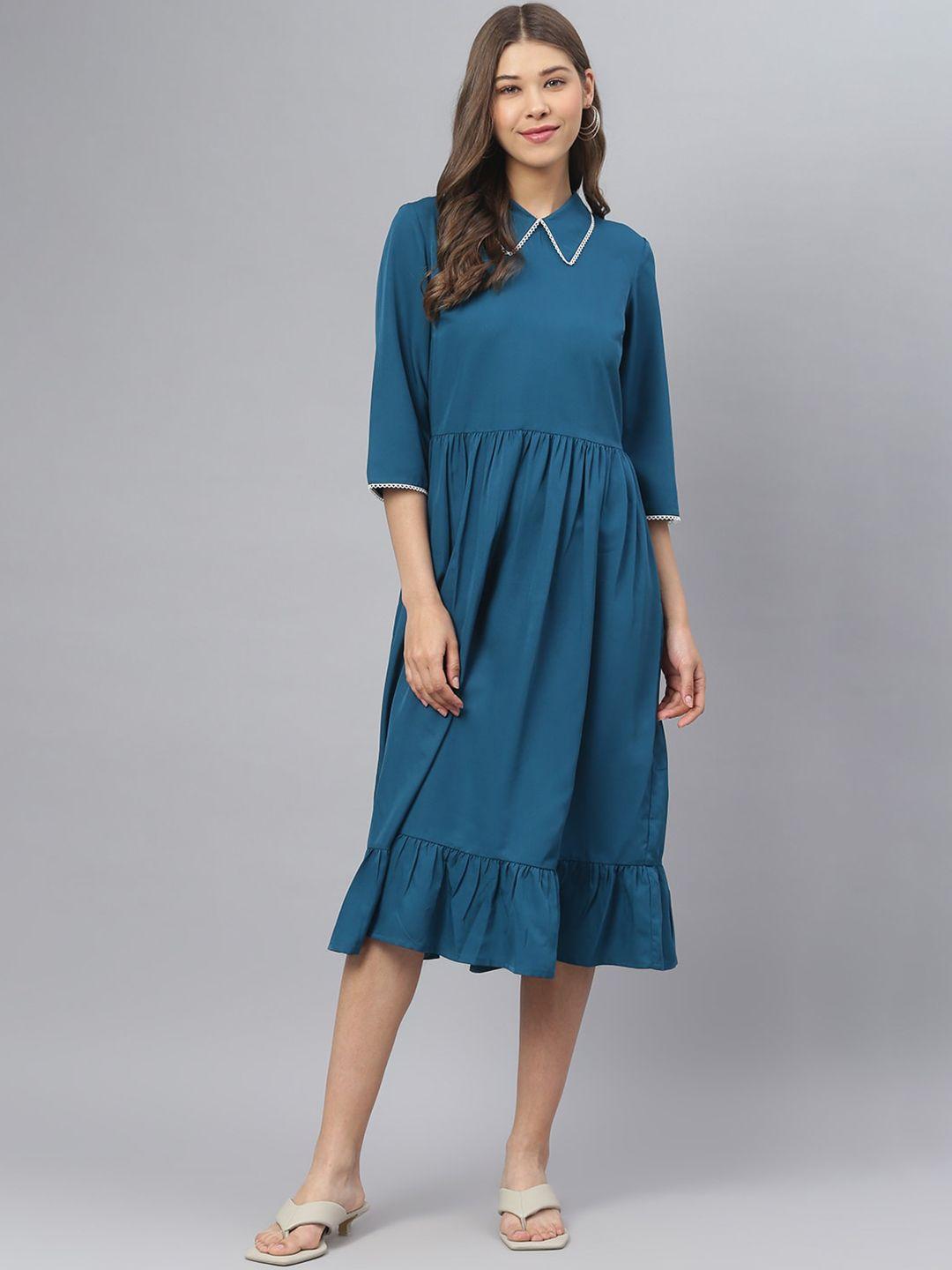 deebaco-turquoise-blue-solid-midi-dress