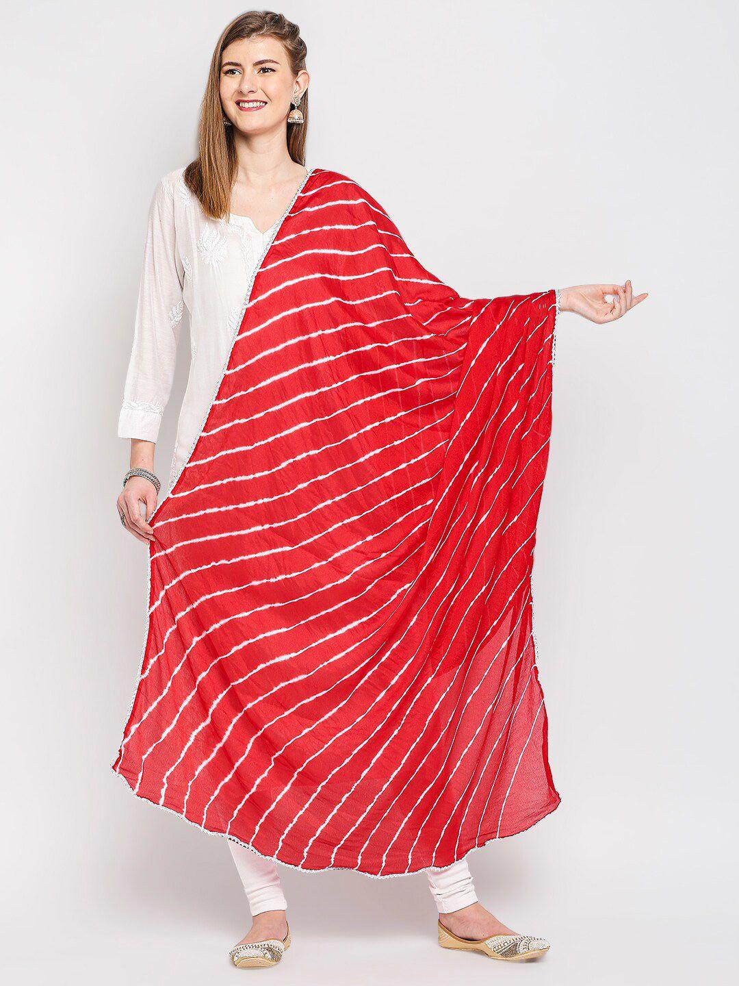 dupatta-bazaar-red-&-white-striped-leheriya-tie-and-dye-dupatta