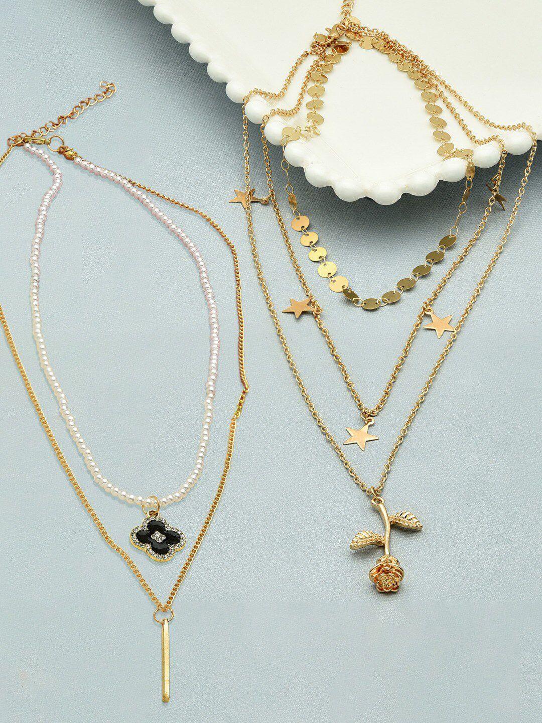 ami-gold-toned-&-white-gold-plated-contemporary-layered-chain-set-of-2