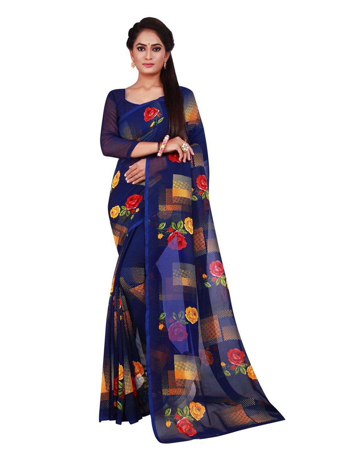 florence-navy-blue-&-yellow-floral-pure-georgette-saree