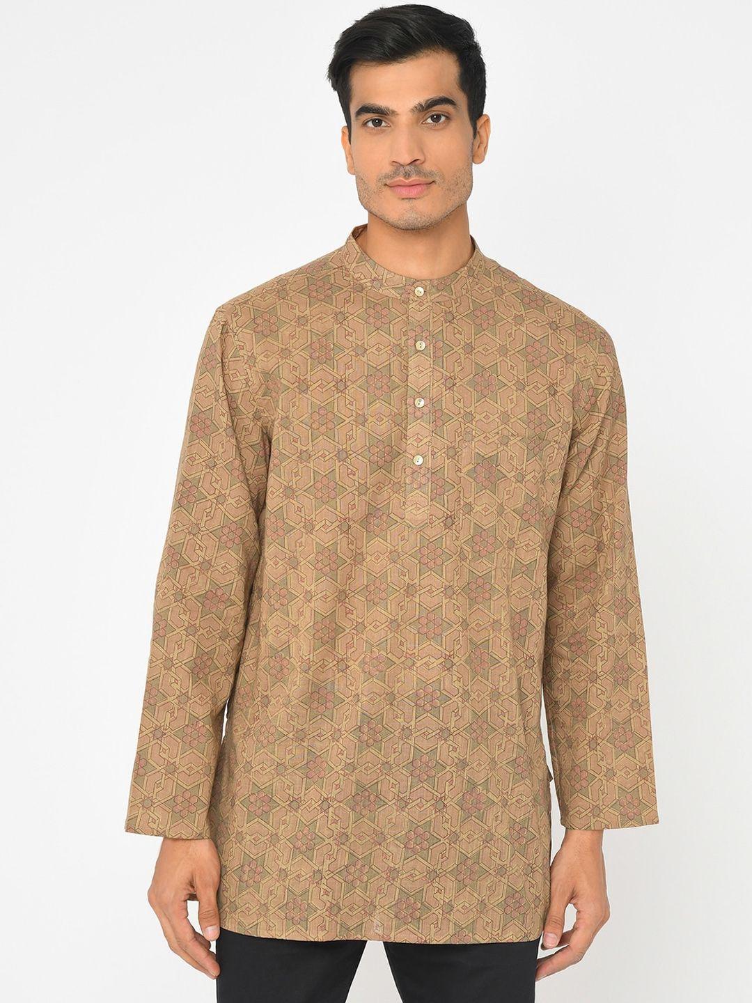 fabindia-men-blue-ethnic-motifs-printed-handloom-cotton-kurta