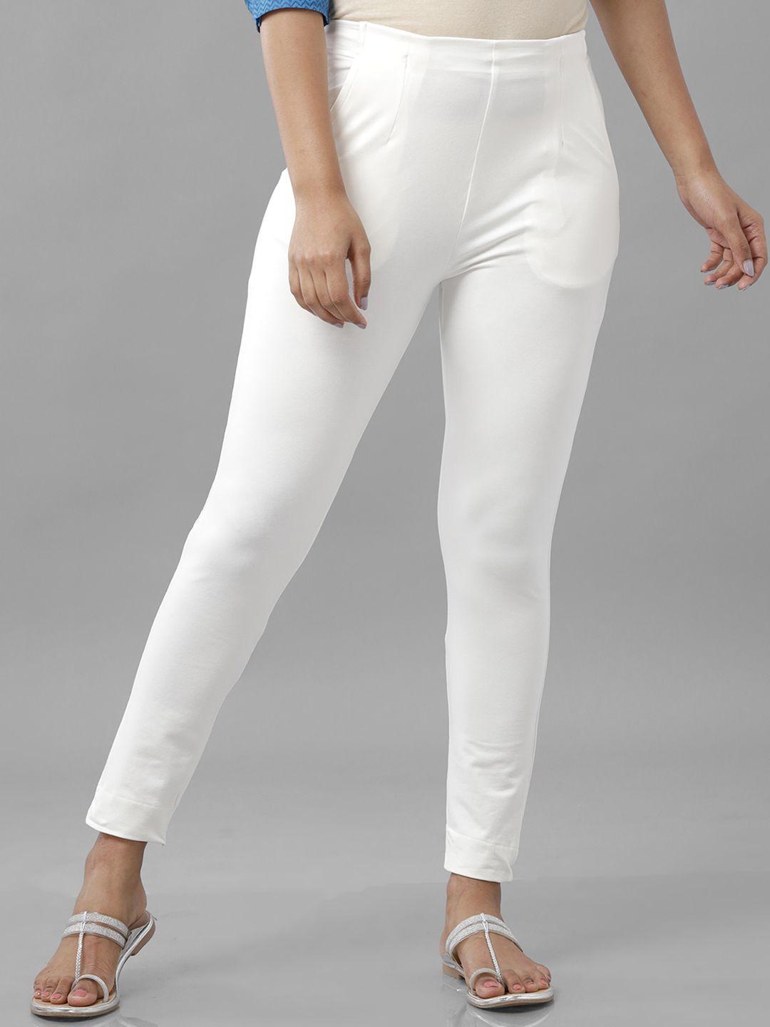 de-moza-women-off-white-pencil-slim-fit-pleated-cigarette-trousers