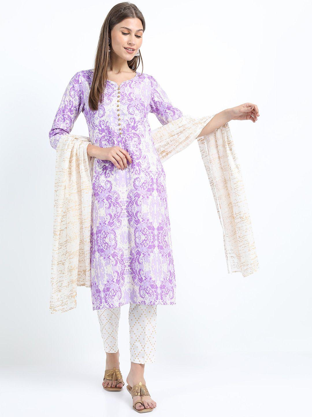 vishudh-women-mauve-printed-straight-kurta-with-trousers-&-with-dupatta